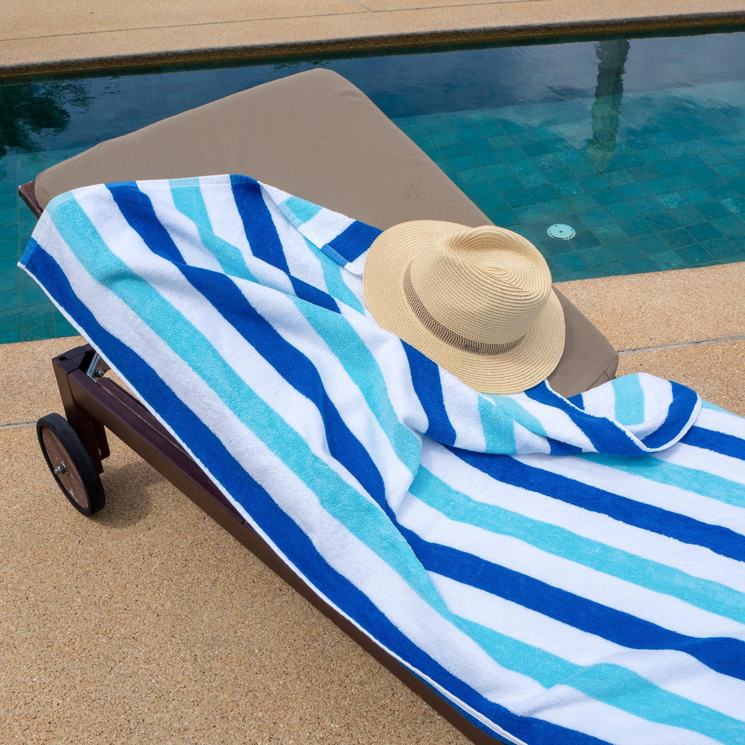Arkwright - Toallas de Playa de Gran tamaño (30 x 70, 4 Unidades), de algodón Suave Hilado en Anillo Cabana a Rayas, Toalla de Piscina, Toalla de baño