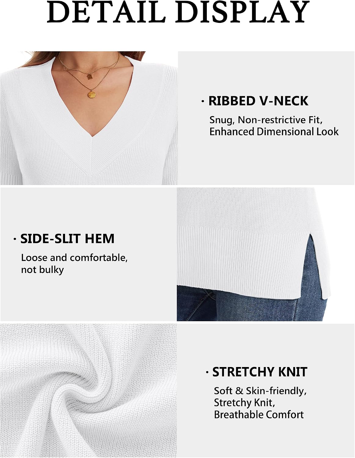 Jouica Women's Sweaters V Neck Pullover Sweater for Women Long Sleeve Tops image 5