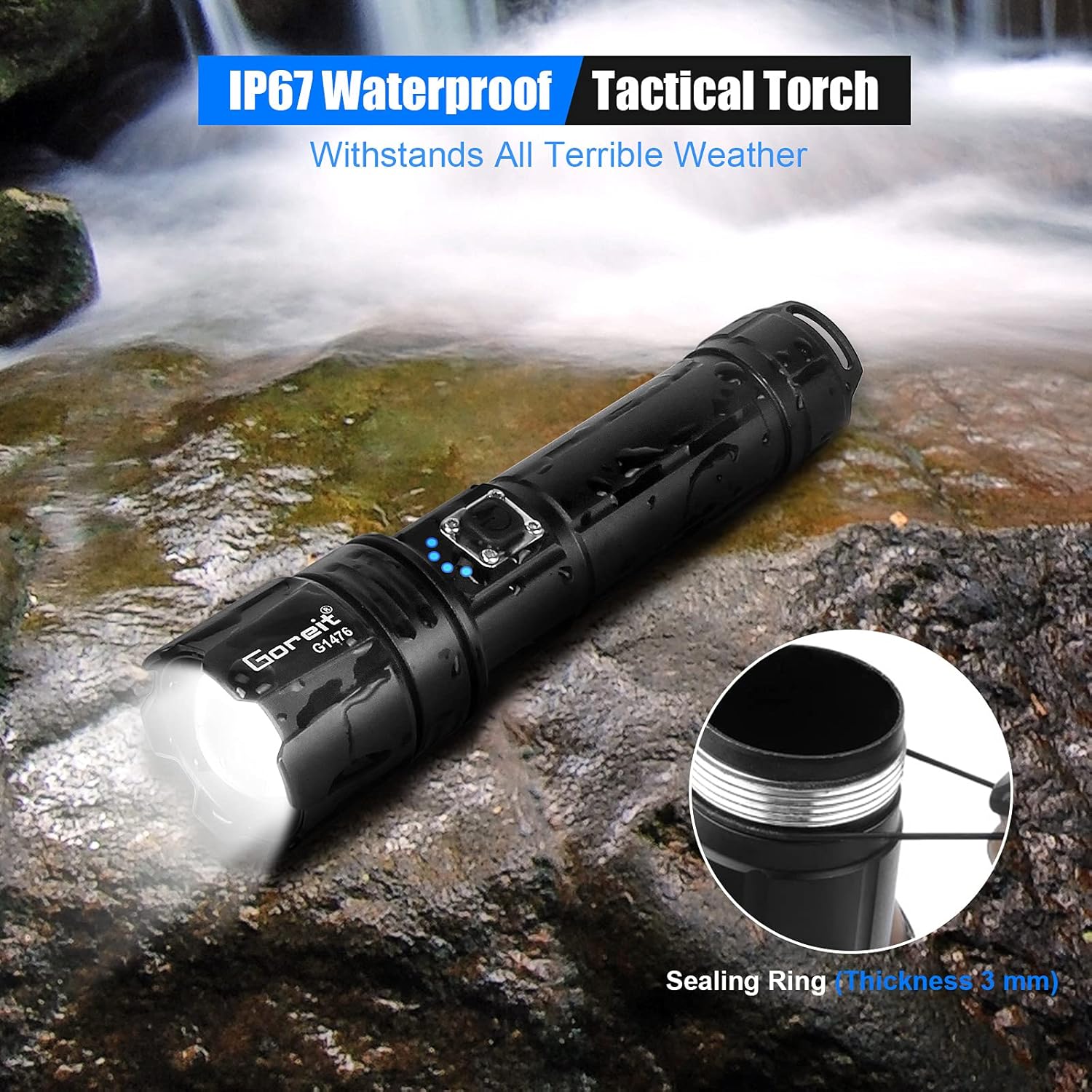 Flashlight Rechargeable Goreit Flashlights Waterproof Image