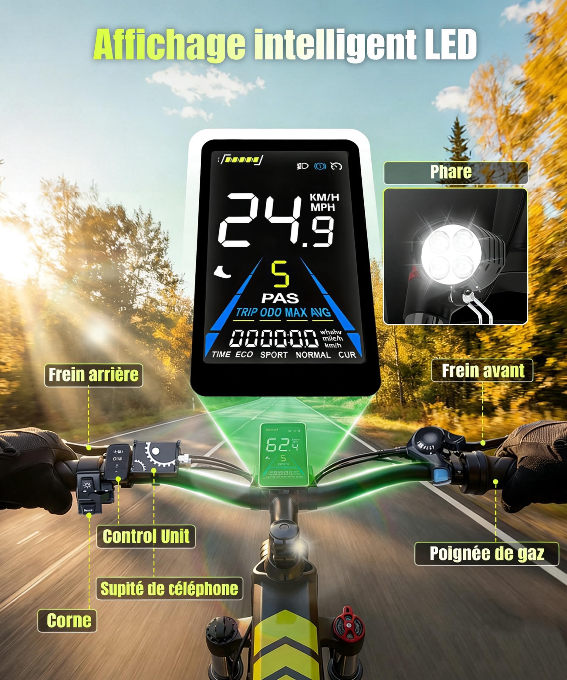 DEEPOWER Vélo Électrique Tout-Terrain 20'' x 4.0, Batterie Amovible 48V 25Ah, Autonomie 70-110 KM, Moteur À Couple Élevé, Cadre Aluminium, 7 Vitesses, Suspension Hydraulique Complète