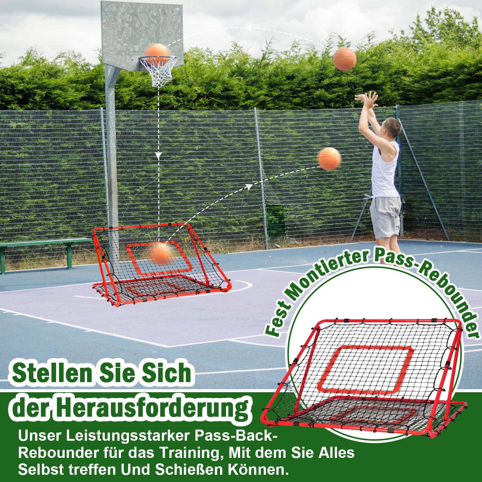 BaseGoal Rebounder für Fußball 120x120cm, Doppellagiges Netz, Faltbar