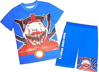 Boys Choo-Choo Charles Pants Sets Kids Spider Train Tee Shirt 2PCS Short Sleeve Cartoon Horror Game Playwear