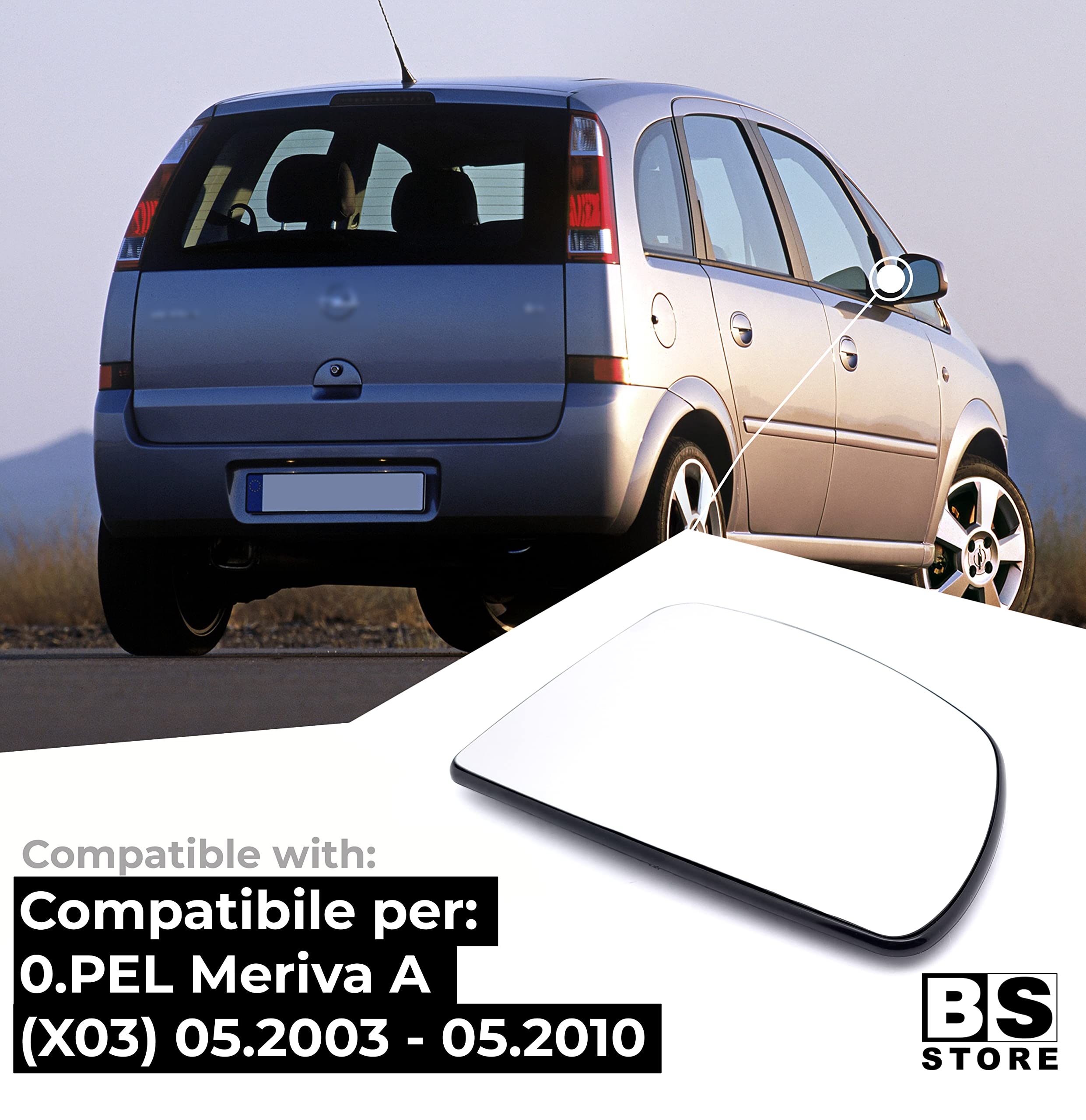 A ABSOPRO Vetro A Specchio Sostituzione Auto Destra Retrovisore