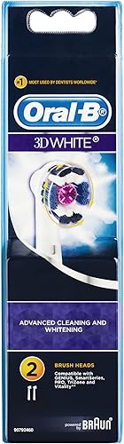 Oral-B Recambios de cabezales de cepillo de dientes eléctricos de repuesto blanco 3D, paquete de 2