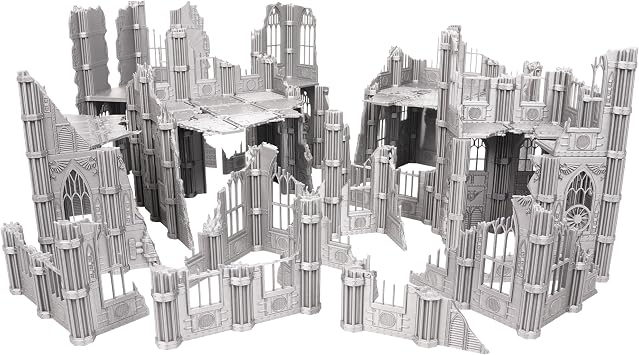 Tabletop Terrain Gothic Sector - Grimdark Sci-Fi Ruins - Modular Sci-Fi Terrain for Tabletop Wargaming Competitive Ruins 28mm 32mm