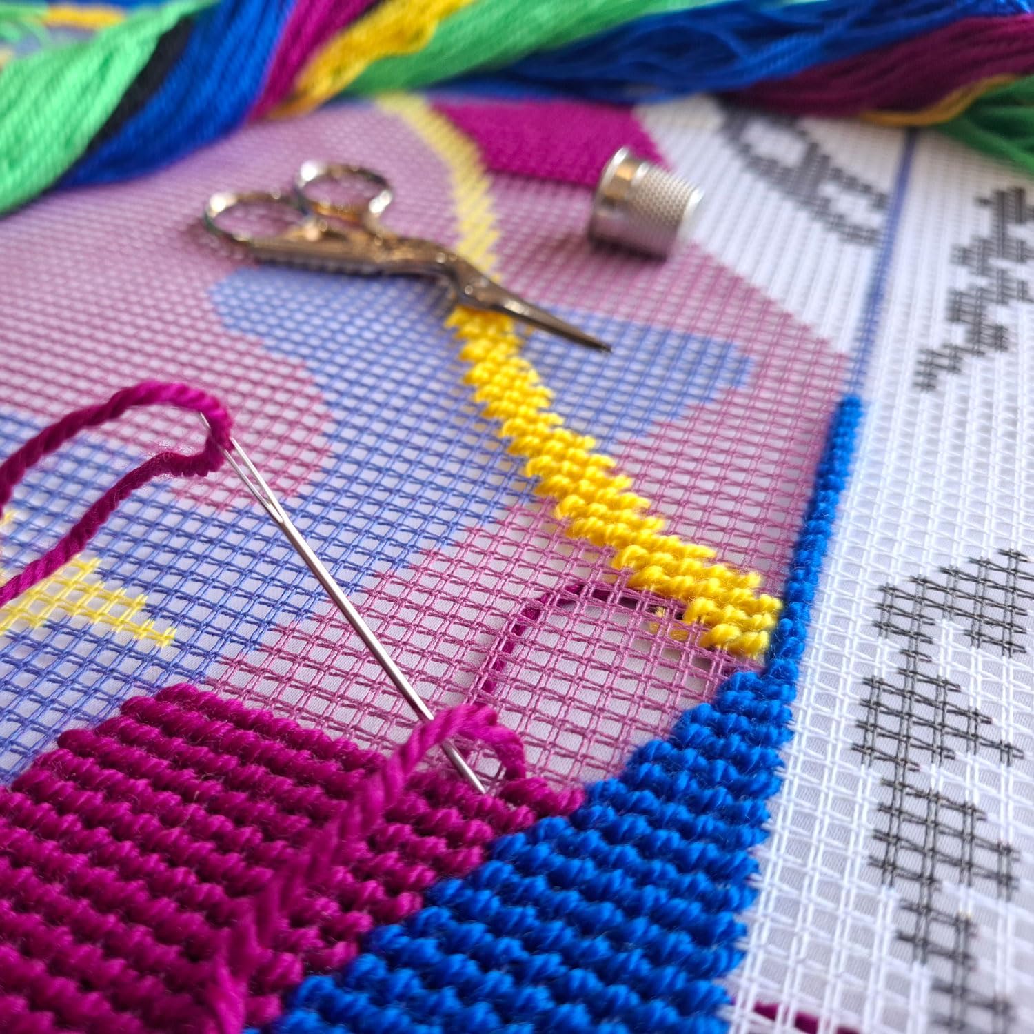 Brvsk Abstract Needlepoint Kit for Adults and Beginners — The Horse, Rider, and Clown by Henri Matisse 16″ × 16″ with Clear, Precise Printed Design on Cotton Canvas; Includes Needles and Yarn