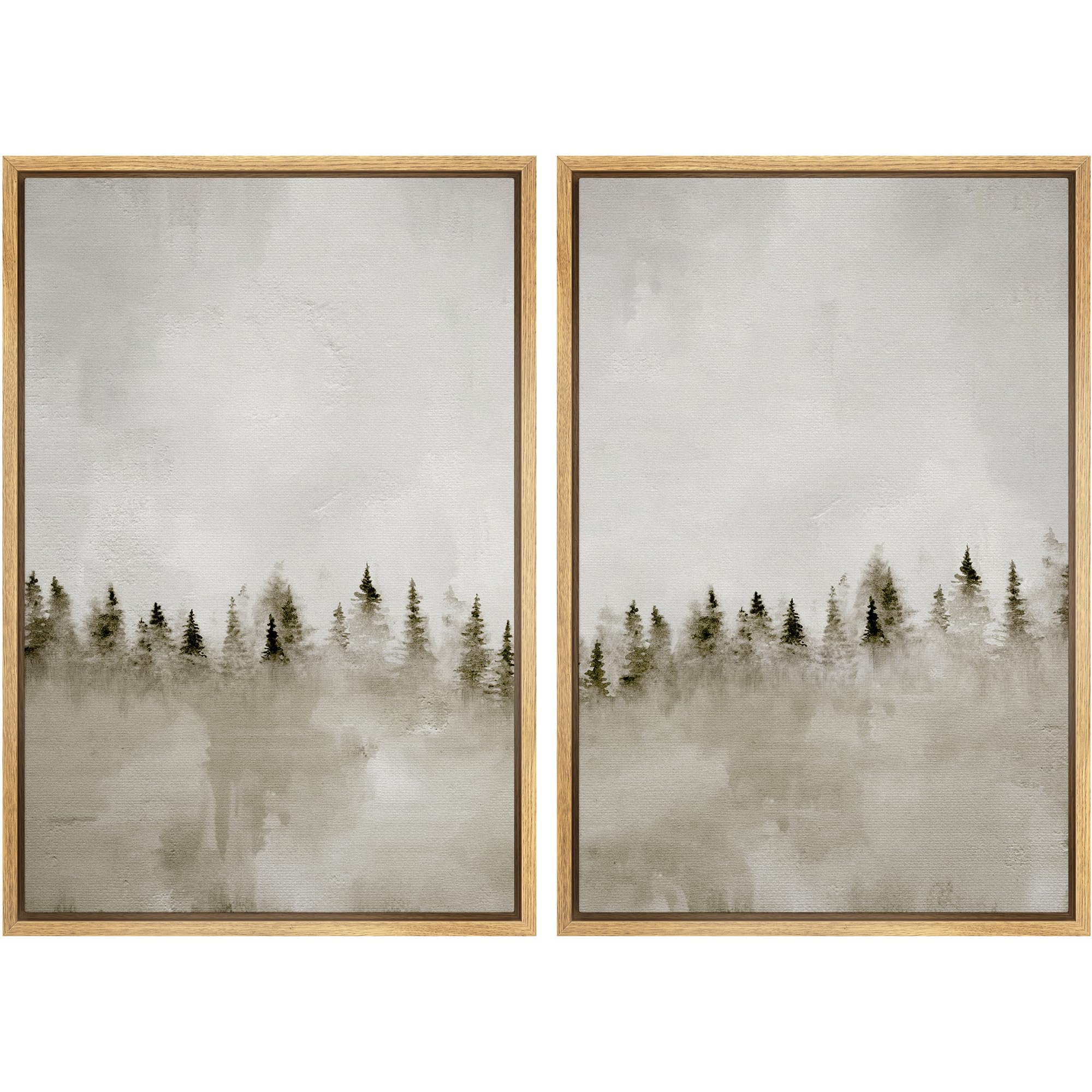 MUDECOR Framed Canvas Print Wall Art Set Watercolor Pastel Green Tan Landscape Abstract Shapes Illustrations Modern Art Decorative Contemporary for Living Room, Bedroom, Office - 16"x24"x2 Natural — view 91