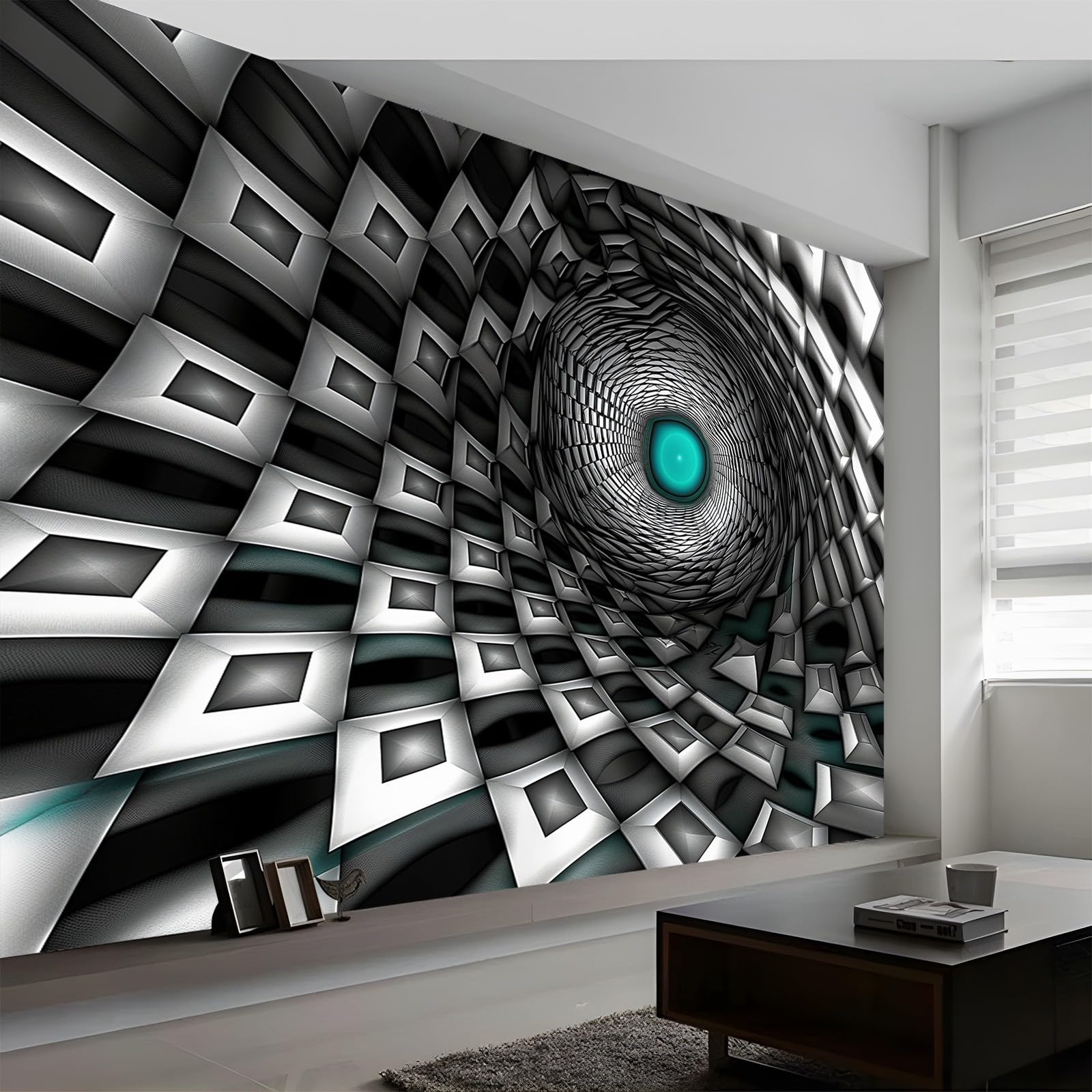 Carta da parati tridimensionale, motivo a righe con illusione a spirale, carta da parati decorativa, per soggiorno e camera da letto (tessuto non tessuto di alta qualità, 220 g/m², 250 x 175 cm