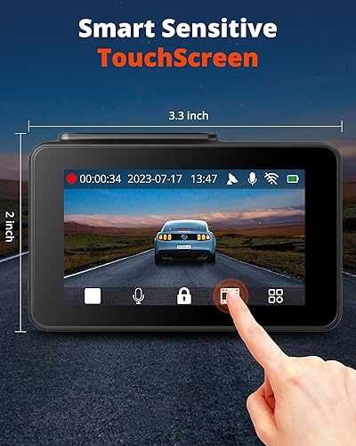 Miniatura 4 de Kingslim Cámara de tablero frontal y trasera 4K - D4 doble cámara de tablero para automóviles WiFi GPS, cámara de tablero con tarjeta SD de 32 GB,