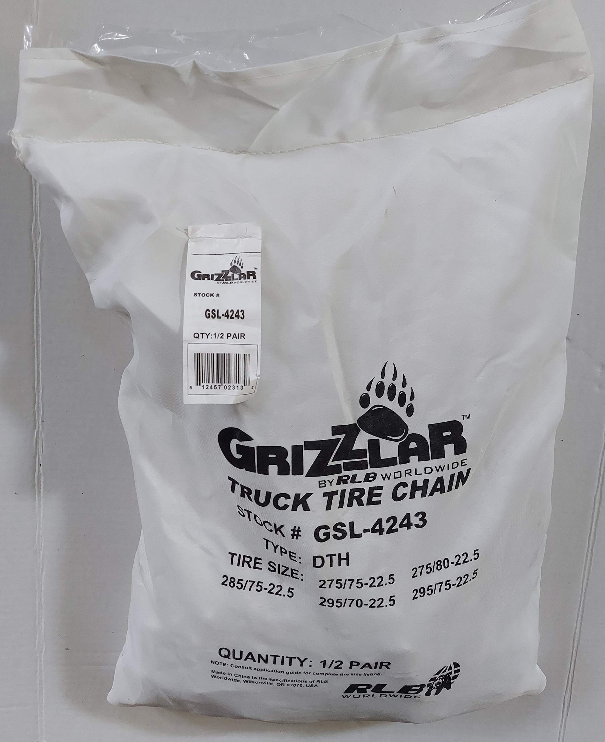 Grizzlar GSL-4243 Alloy Truck Ladder Twist Link Tire Chains 275/75-22.5, 275/80-22.5, 285/75-22.5, 295/70-22.5, 295/75-22.5