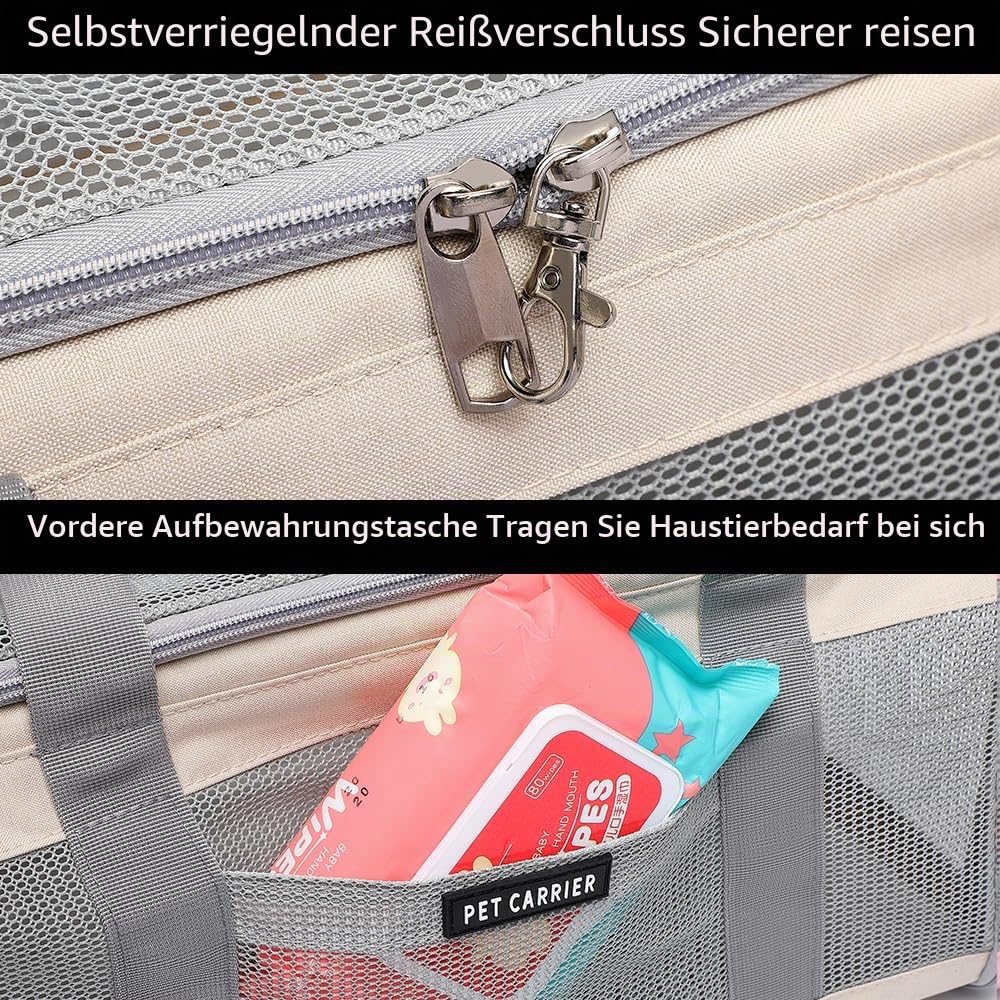 Von Fluggesellschaften zugelassene Haustiertragetasche für Katzen und kleine Hunde, atmungsaktives und faltbares Design, tragbare Reisetasche für Bartagamen, Welpen, Tierhängetasche