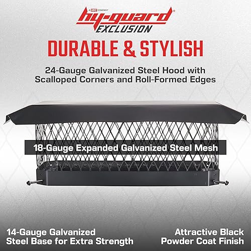 Miniatura 60 de HG99 - Cubierta de chimenea de acero galvanizado con un solo perno de combustión, tamaño de malla de 3/4 pulgadas, se adapta al exterior de baldosas