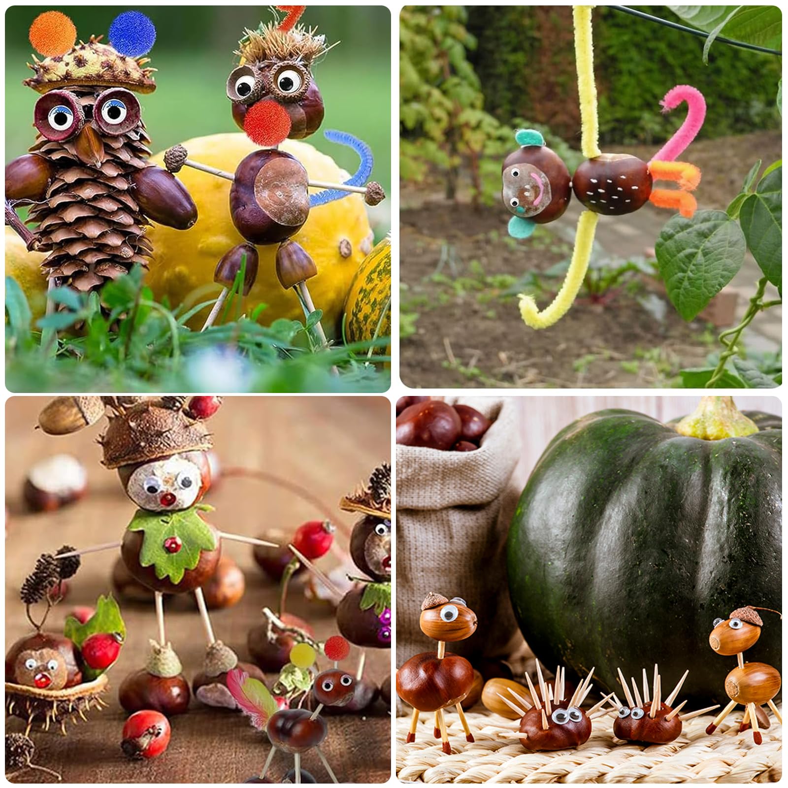 dcas 276 Pezzi Trapano Per Castagne Kit Di Artigianato Per Castagne, Divertente Set Di Punte Per Castagno Per Bambini, Kit Di Artigianato Della Castagna, Castagne Trapano Mano, 1,5/2/3/4/5mm(Colorato