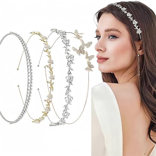 Miniatura 7 de Yxiang 8 diademas de cristal para mujer diadema de flores de perlas diadema de moda con diamantes de imitación diadema de metal plateado dorado