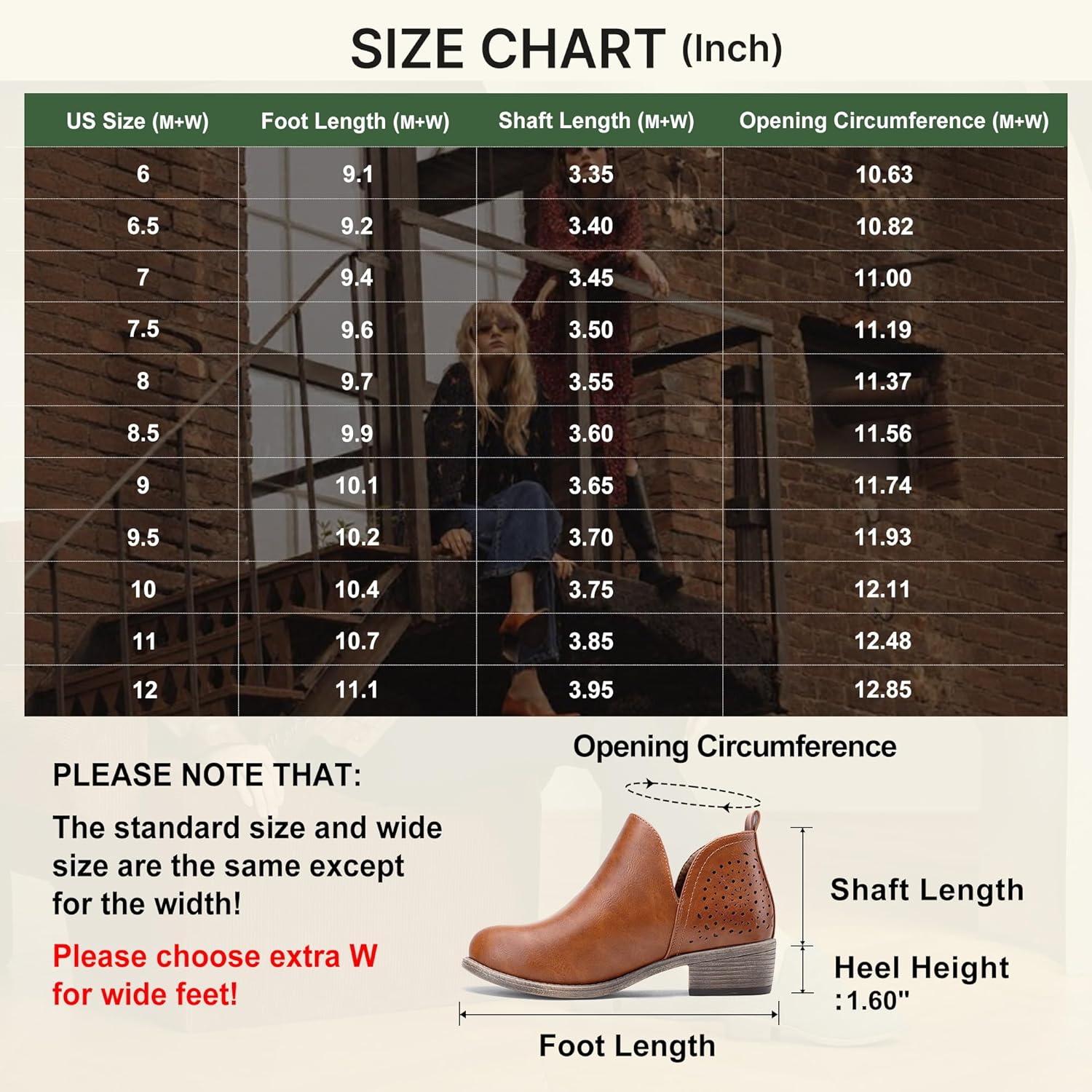 Vepose Women's Short Ankle Boots Low Heel, Western Cutout Perforated Booties - Image 6