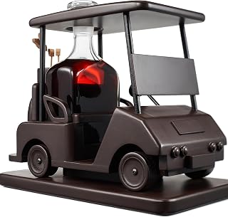 Golf Decanter Whiskey Decanter - The Wine Savant - Brown Mahogany Wood Golf Gifts for Both Men & Women, Golf Accessories, Golfer Gifts, Based on A Replica Golf Cart (600ml Decanter)