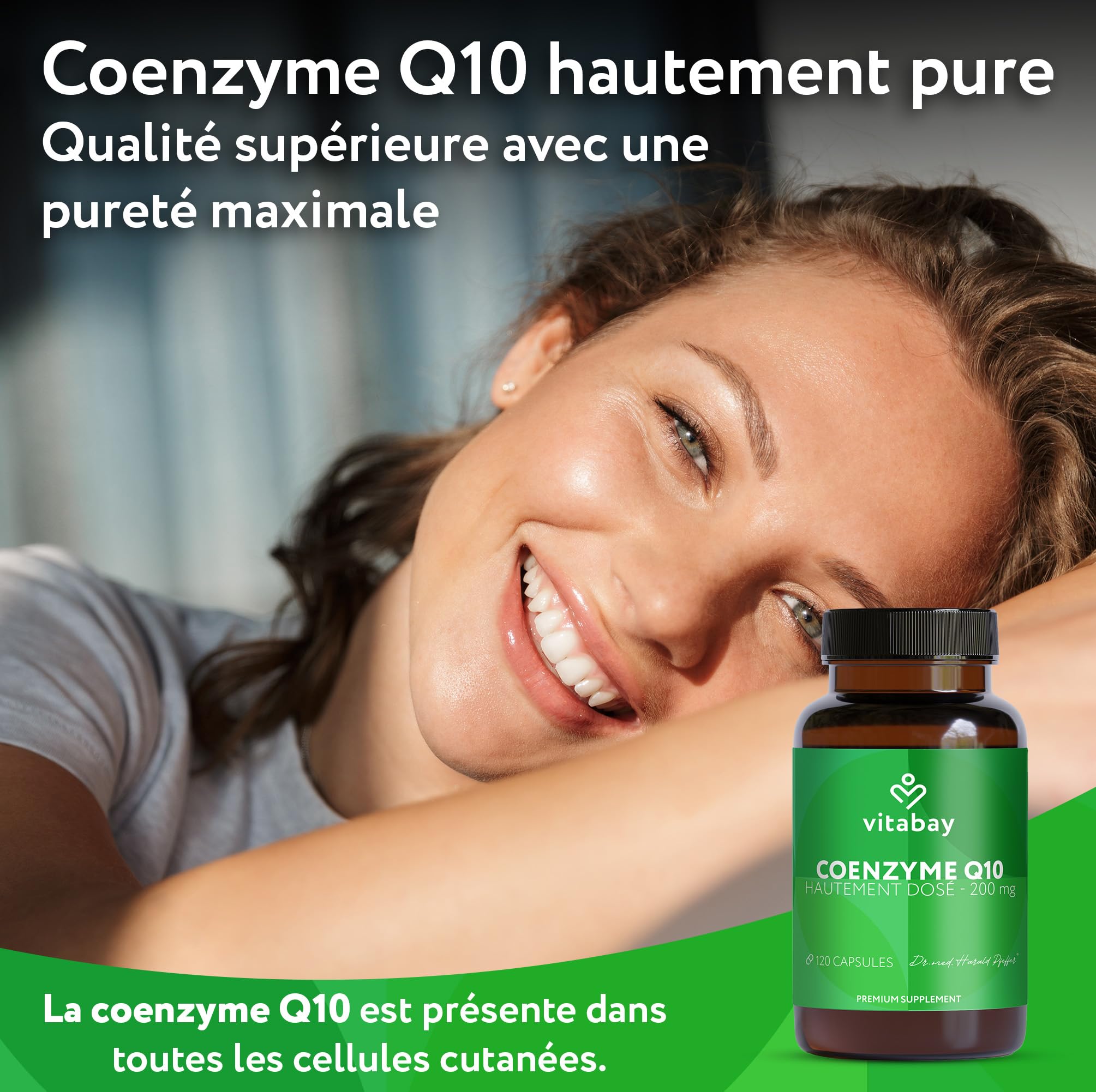 Vitabay Coenzyme Q10 Ubiquinone 200 mg – 120 capsules végétales – CoQ10 hautement dosé – Q10 naturel issu de fermentation végétale – sans additifs & 100% vegan – testé en laboratoire en Allemagne