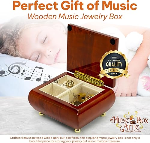 Miniatura 2 de Caja de joyería de madera simple pero hermosa y elegante - Muchas canciones para elegir - Danza del hada de ciruela, cascanueces Su