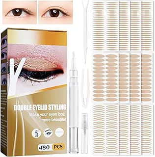 480Pcs Eyelid Tape, Waterproof Eyelid Strips Double Eyelid Tape for Hooded Eyes Invisible, 3 Kind Long-Lasting No Trace Lids by Design Eyelid Lift Eyelid Stickers for Droopy Uneven Mono-eyelids
