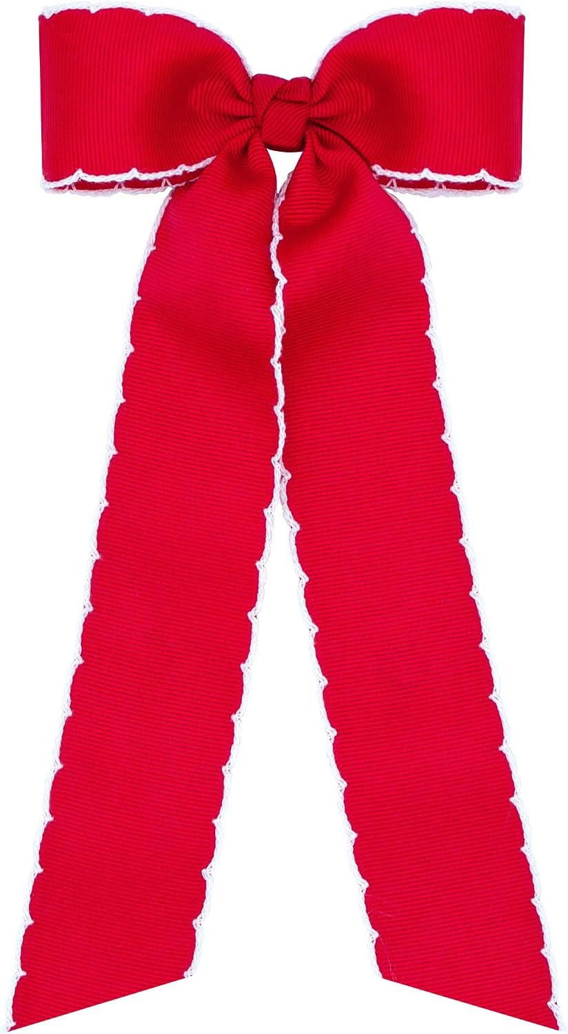 Wee Ones Girls' Moonstitch Grosgrain Bowtie with Moonstitch Trim, Knot Wrap