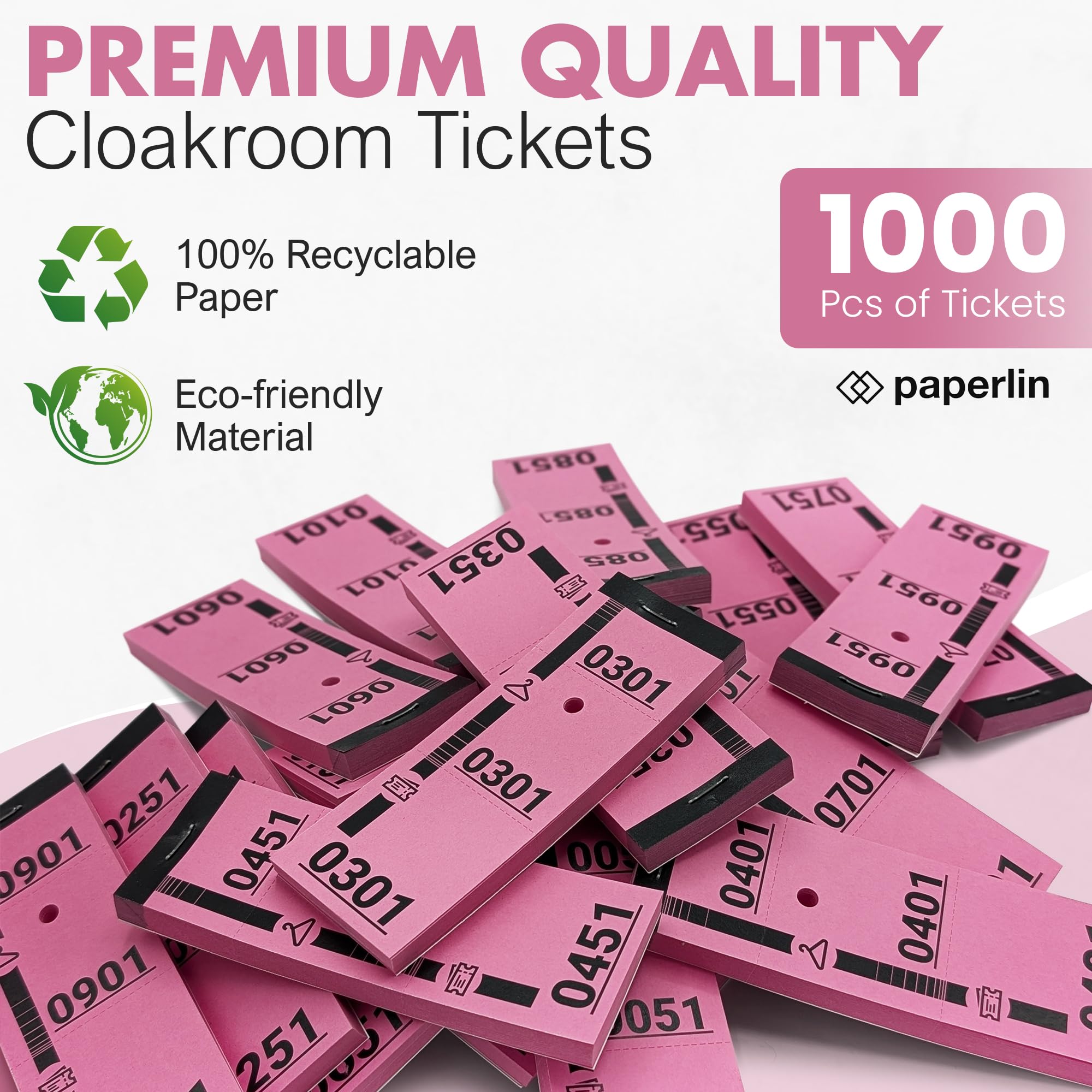 1000 tickets vestiaire numérotés - Carnets avec Talons, Vignettes Prédécoupés et Perforés - Idéal pour Événements, Organisations, Penderie, Garderobe, Consigne - 20 Paquets de 50