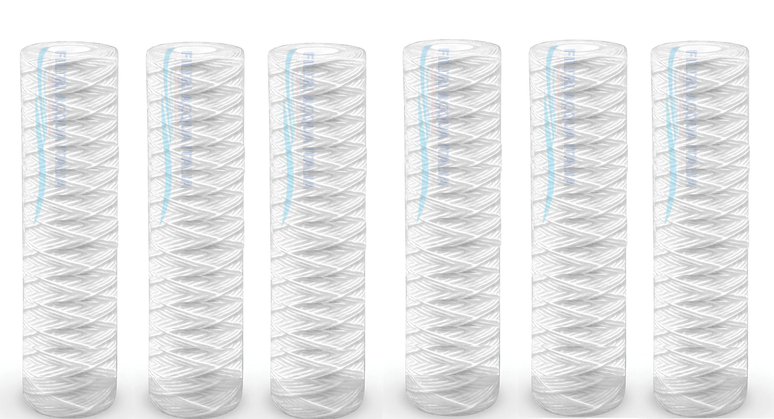 CARTUCCIA FILTRO FILO AVVOLTO 10 POLLICI MICRON 1 POLIPROPILENE SEDIMENTI SET 6 PEZZI