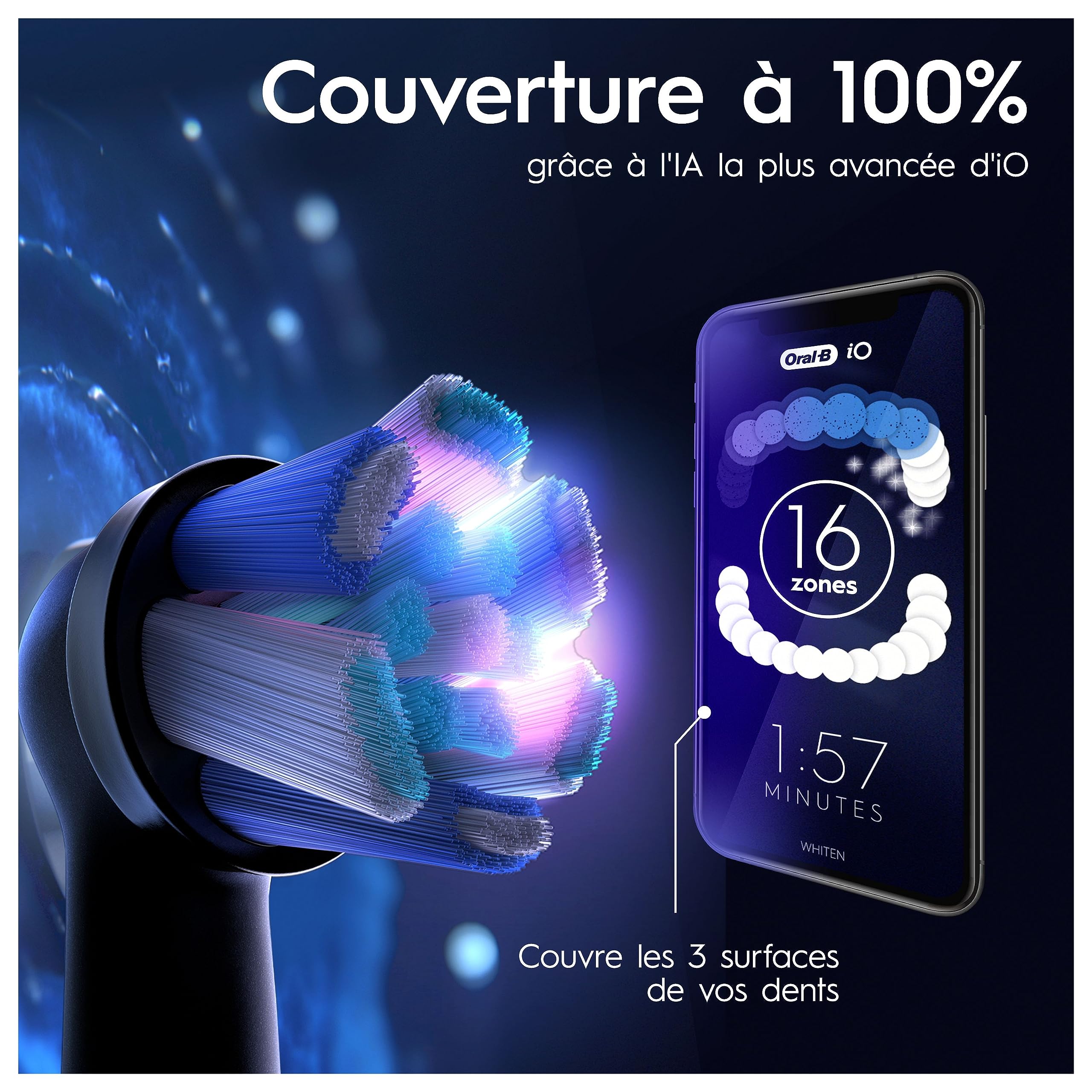 Oral-B Pack Brosse A Dents Electrique iO10, Brossettes Ultimate Clean, ORIGINALES, Lot De Manche Oral B Noir avec Un Embout Rond Et 7 Modes De Nettoyage, 4 Têtes, Brossage En Profondeur, En Carton