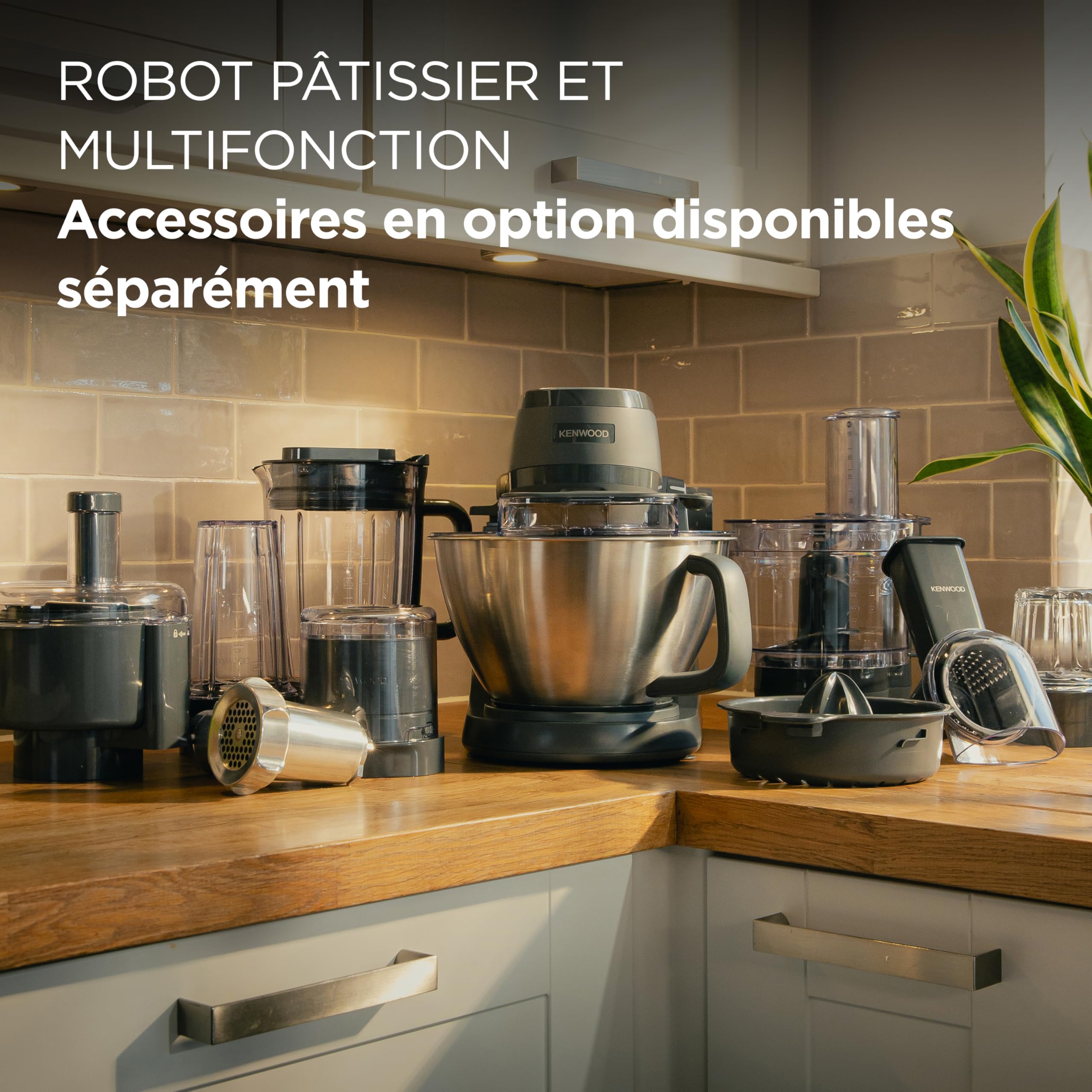 Kenwood Multi Tasker Mixeur multifonctionnel avec mixeur et robot culinaire, robot de cuisine, pâte 1,7 kg pour pain et pizza, dosseret gris (KHC30.050GY)