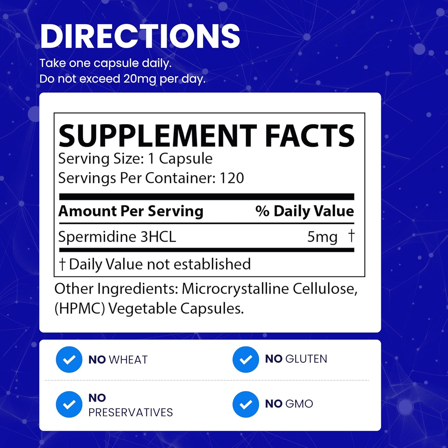 Ultimate Spermidine Supplements for Men and Women, 100x Formula, Longevity Supplements Support, 5 mg Per Capsule, 3rd Party Tested, Vegan, 120 Servings - Image 7