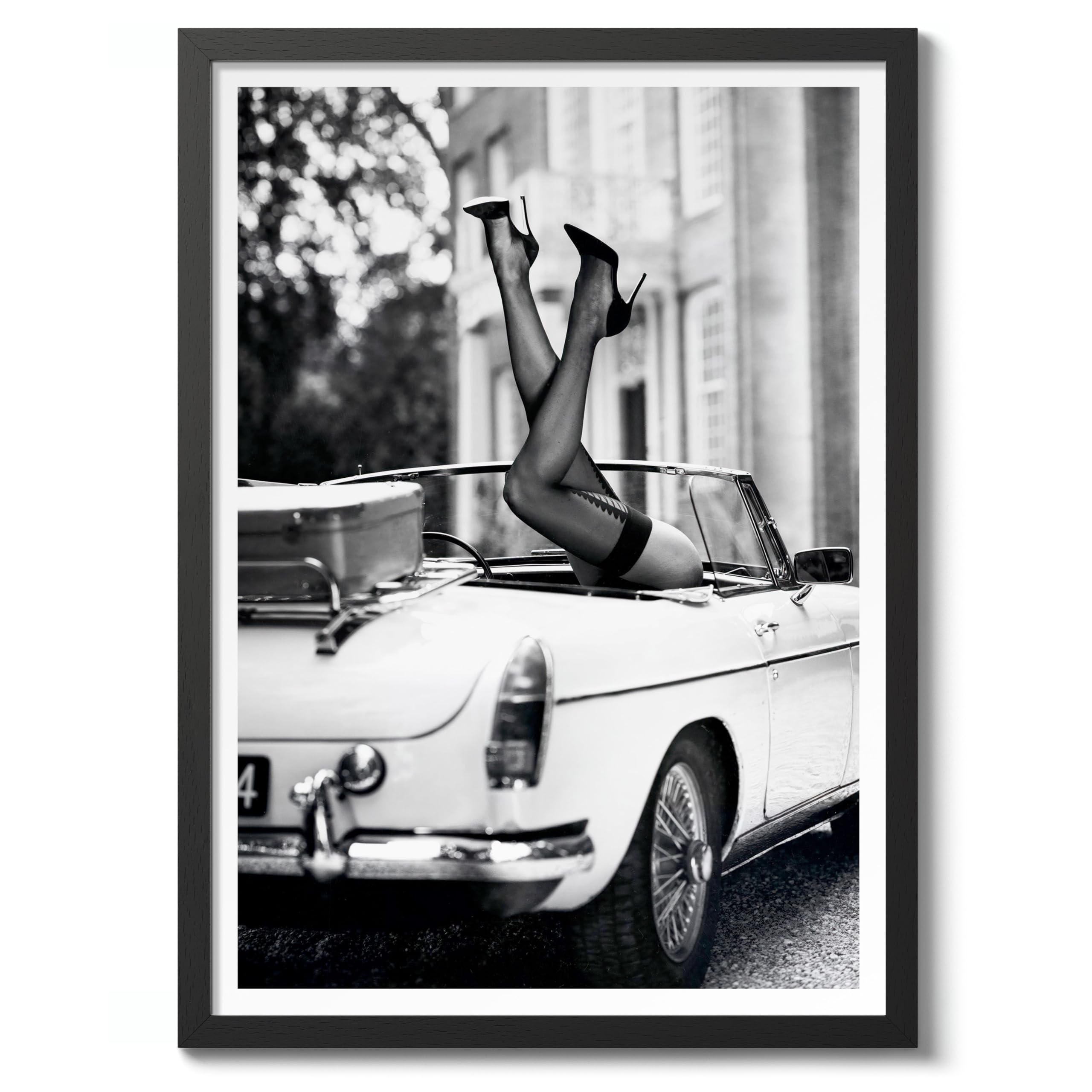 Head Over Heels Poster Black & White Vintage Photography Print Minimalist Modern Interior Decoration, Archival Matte, A3 (Black Frame) - 42x29.7cm