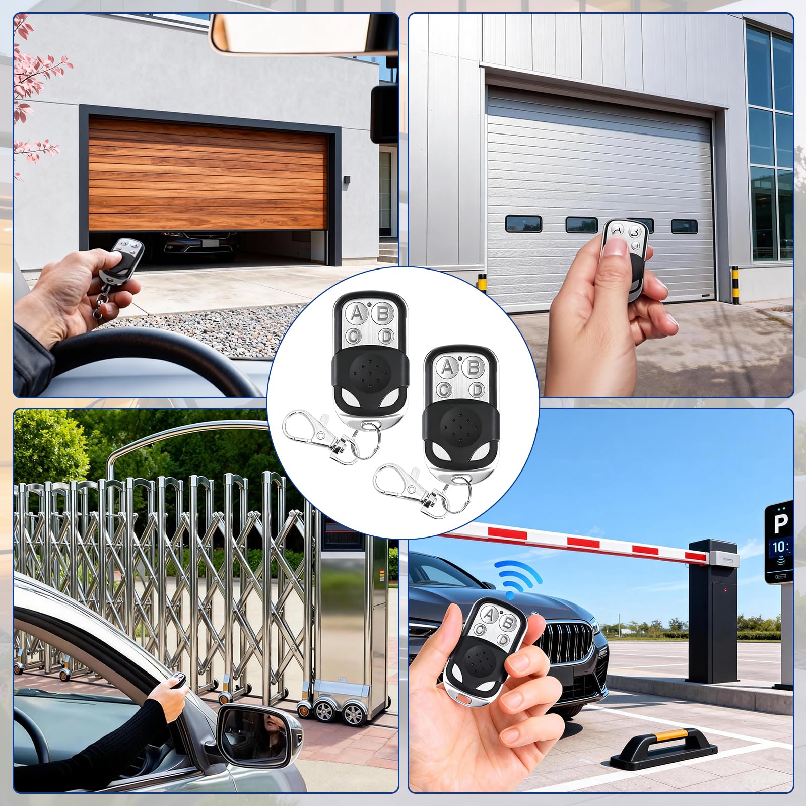 Generic Telecomando per Cancello Garage (Set da 2) compatible with Porte da Garage – Trasmettitore 433 MHz, Funzione di Clonazione, 4 Tasti Programmabili,Dwa piloty do garażu