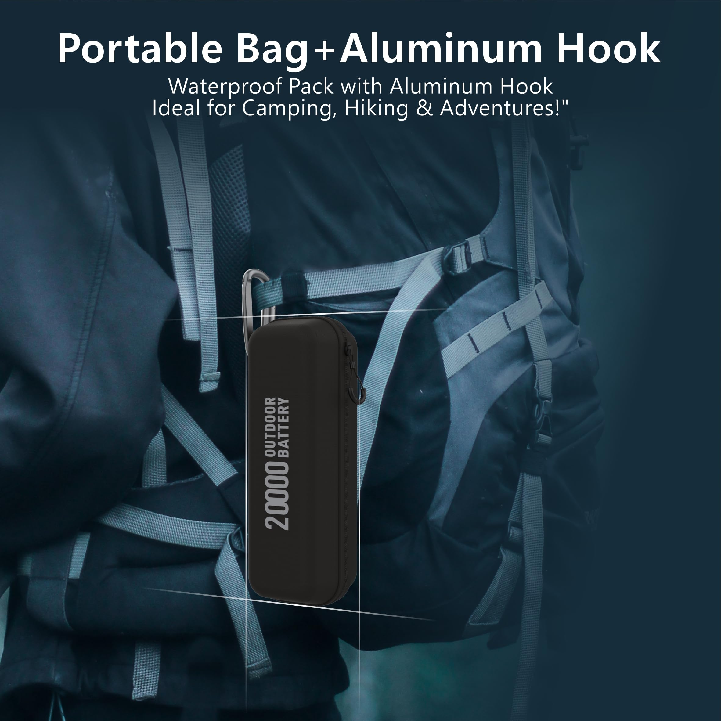 20.000 mAh Robuste Powerbank mit Schnellladung USB-C PD, IP68 Wasserdicht Stoßfest, Inklusive 420lm Helle Campinglaterne, Taktisches Outdoor-Ladegerät für Wandern Camping Survival Notfall