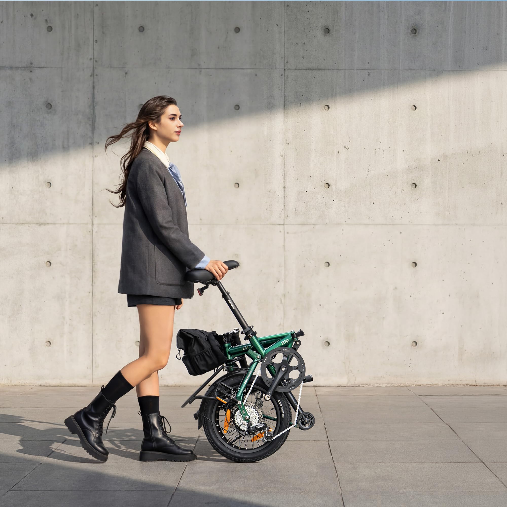 ENGWE Zip 16.9KG Ultraleichtes Zusammenklappbares Elektrofahrrad, 36V 10Ah Tragbarer Akku mit Bis zu 120KM, Drehmomentsensor und Hydraulische Bremsen, Mit Scheinwerfer und Reflektoren, 7 Gänge