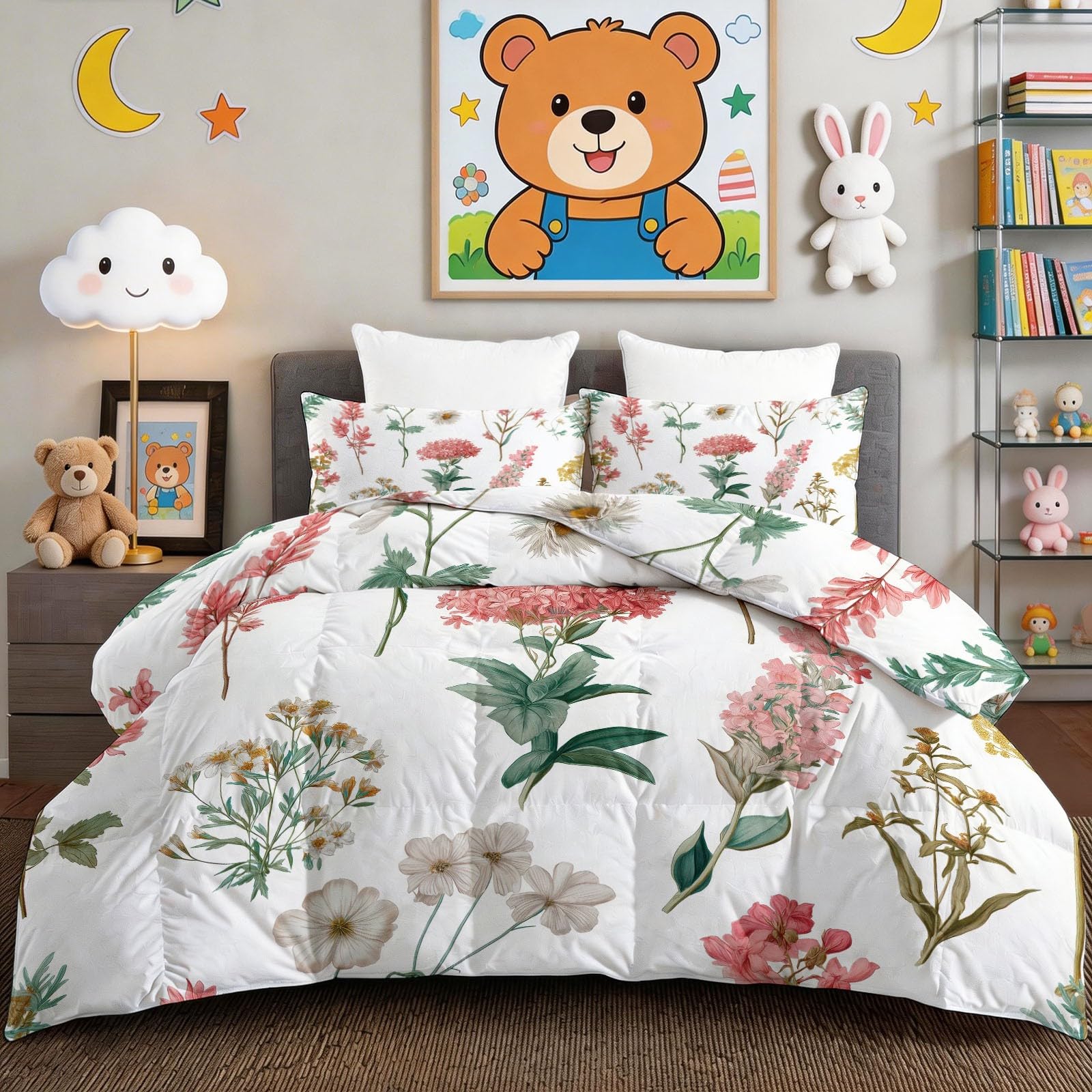 Edredón suave de 200x200 cm que soluciona las noches calurosas con su diseño floral botánico