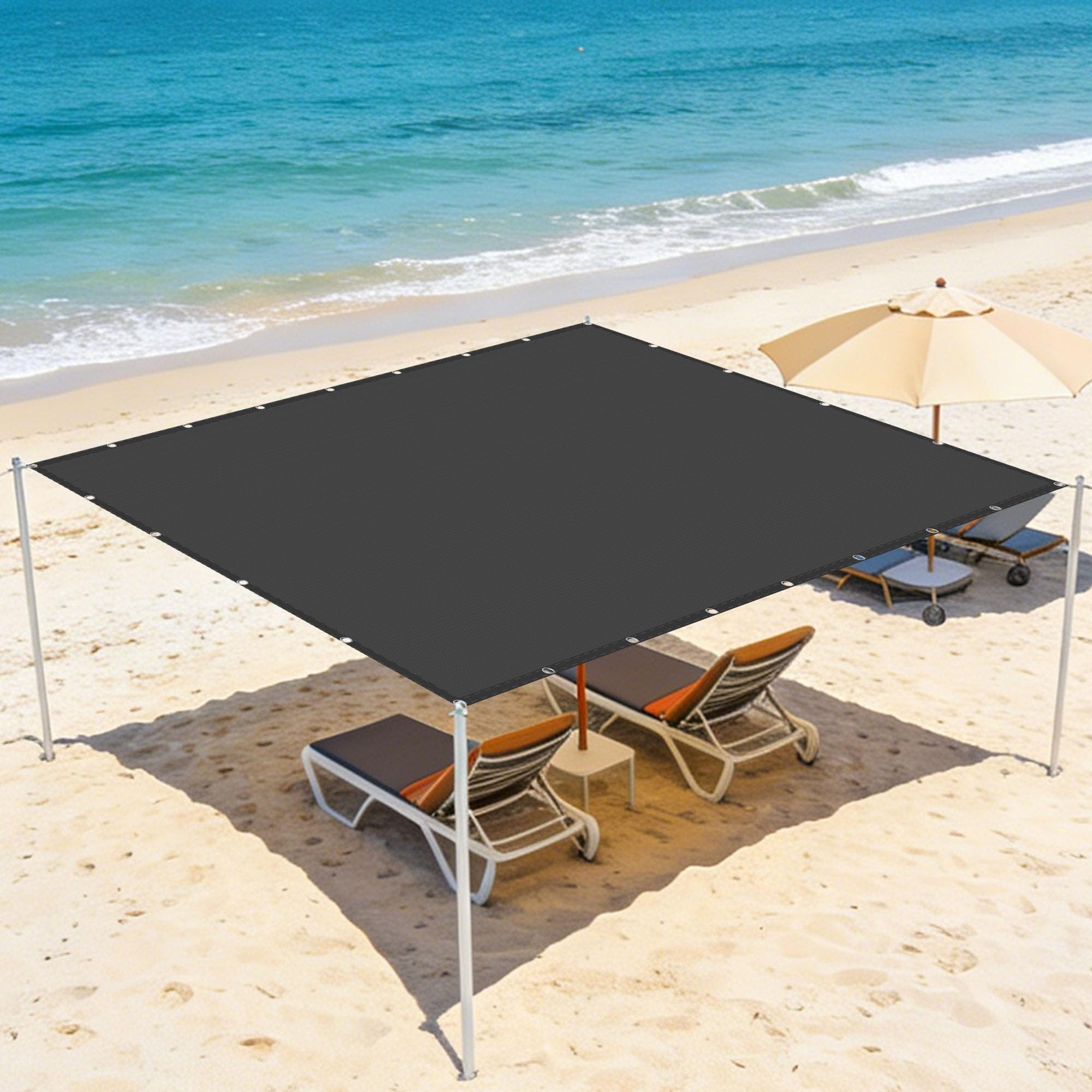 Voile d'ombrage rectangulaire 2.2x3m gris foncé anti-UV pour terrasse
