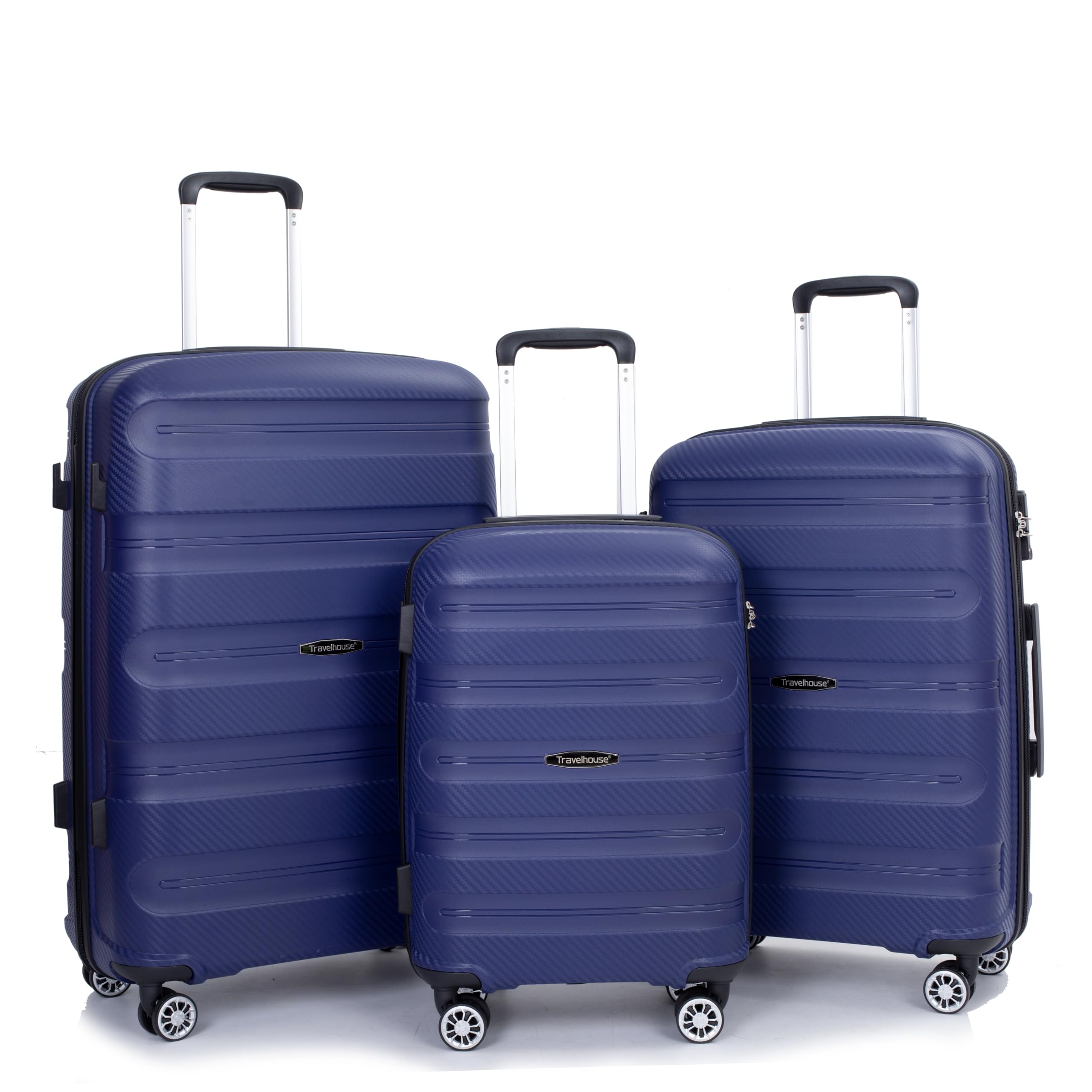 Travelhouse Hardshell Luggage Set: 3 Piece Spinner Suitcases - TSA-Approved Carry-Ons for Effortless Travel Organization (navy blue, 3 Piece Set (20/24/28))