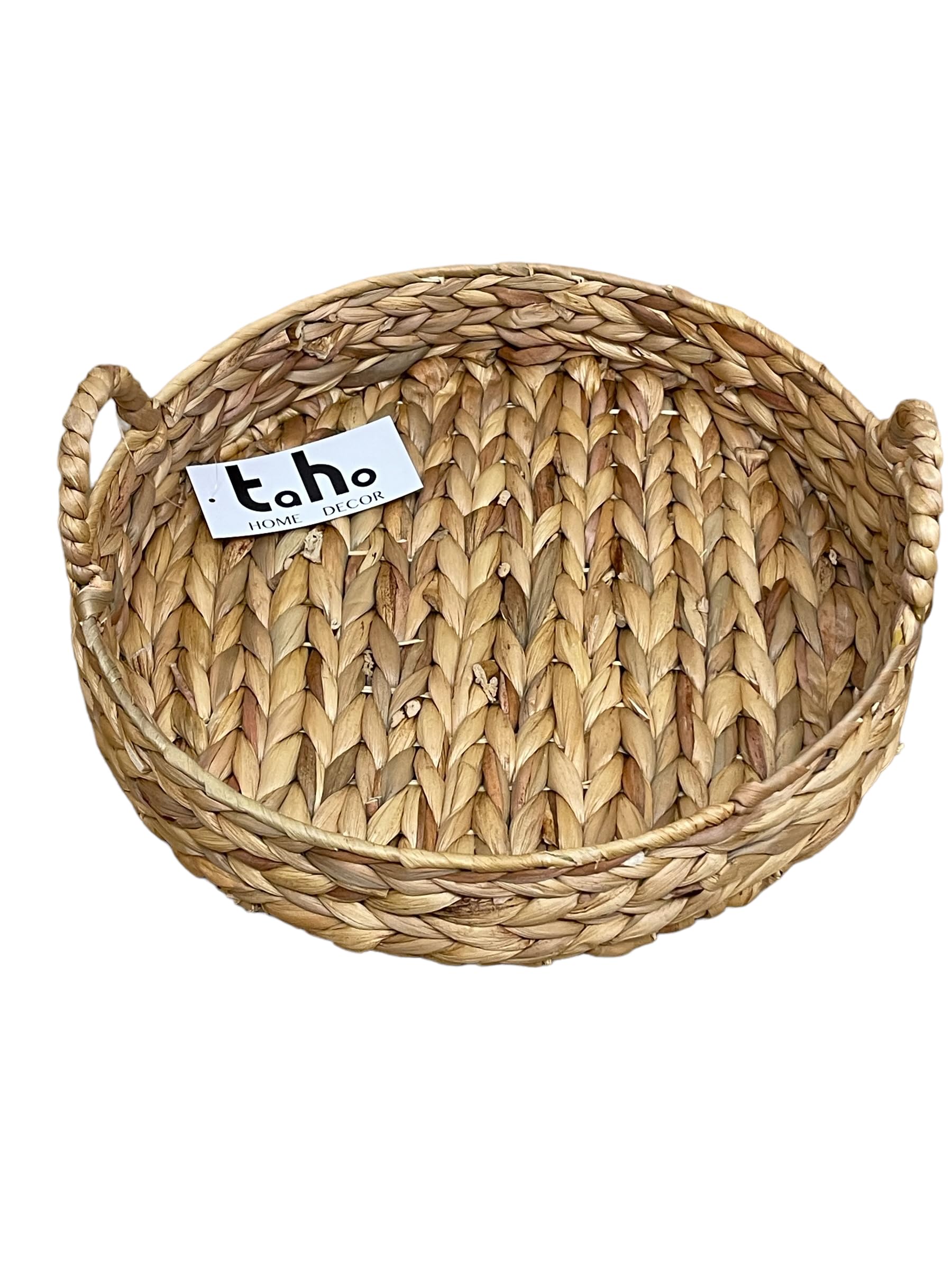 Taho Handcrafted Water Hyacinth Breakfast/Serving Tray with Handles (35cm)