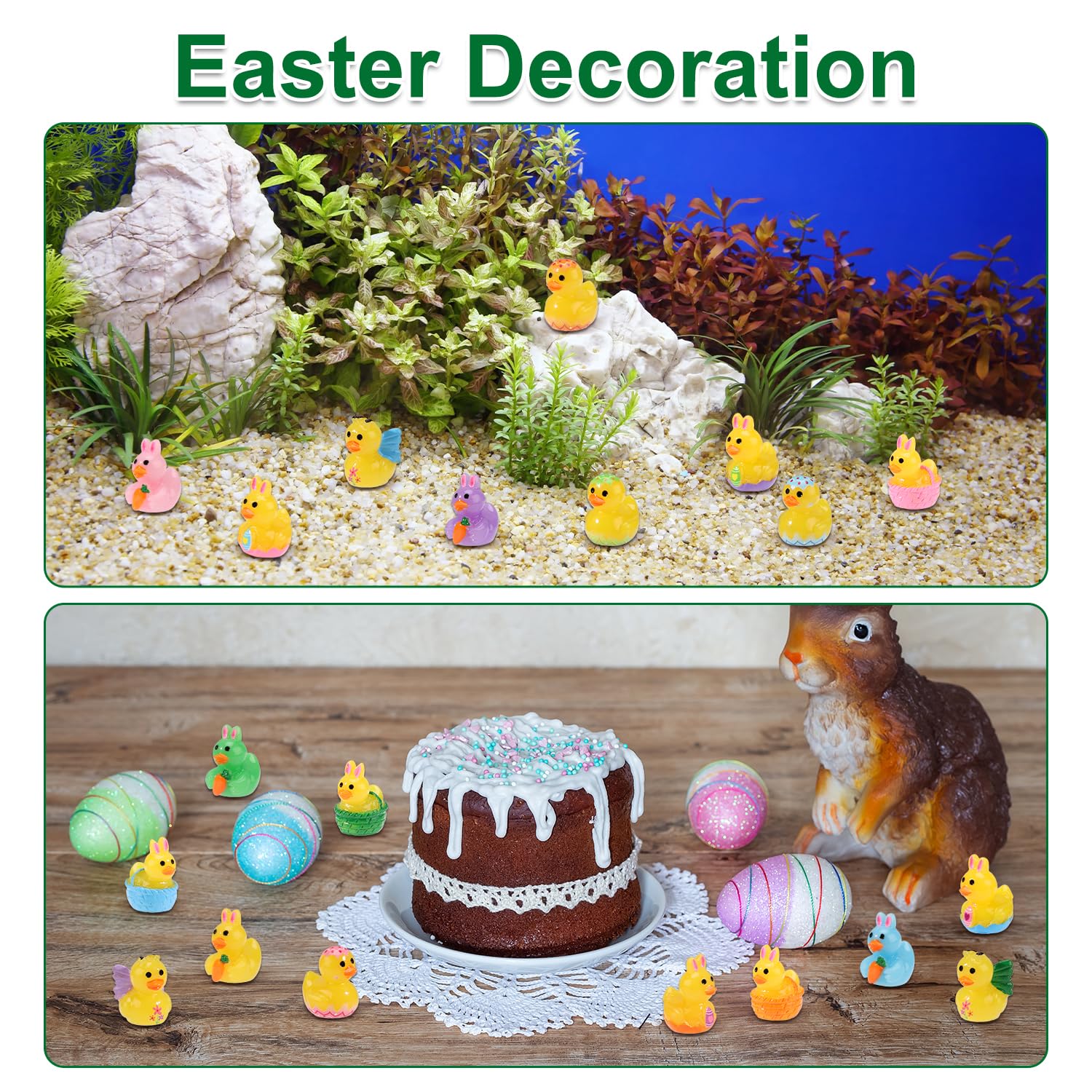Lot De 60 Mini Lapins En Résine, 6 Couleurs Lumineuses – Figurines De Pâques Pour Jardin, Aquarium, Maison De Poupée Et Déco