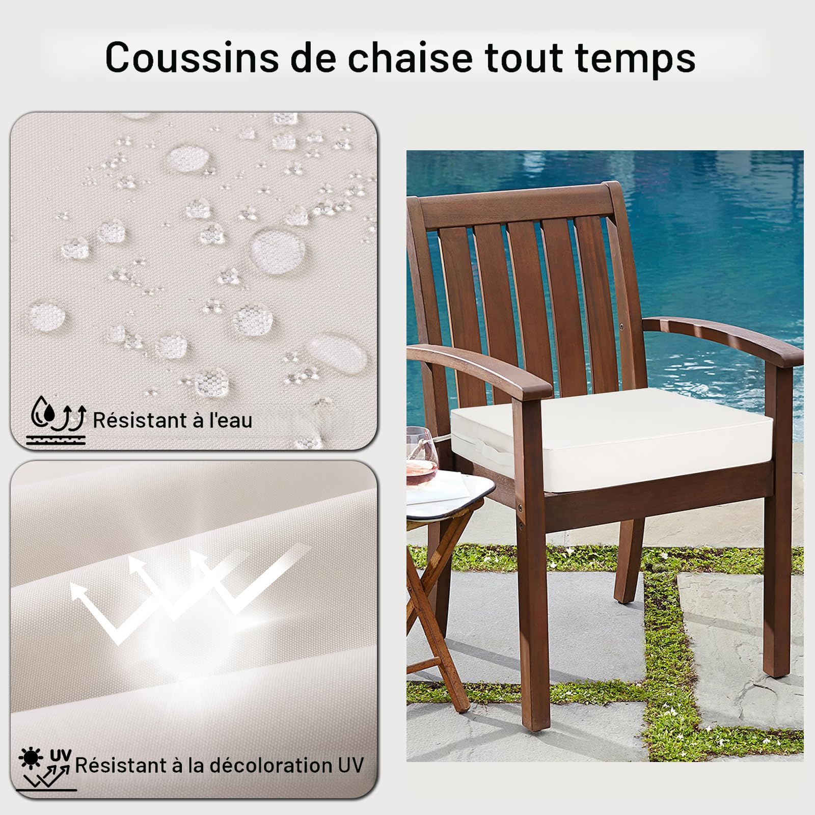 Lot De 2 Coussins De Chaise D'extérieur En PVC Imperméables Et