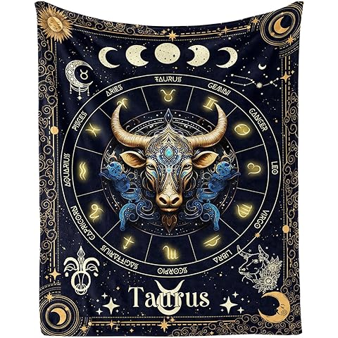 Taurus Zodiac Blanket for Boys Girls, Secret Astrology Themed Design Printed Throw ...