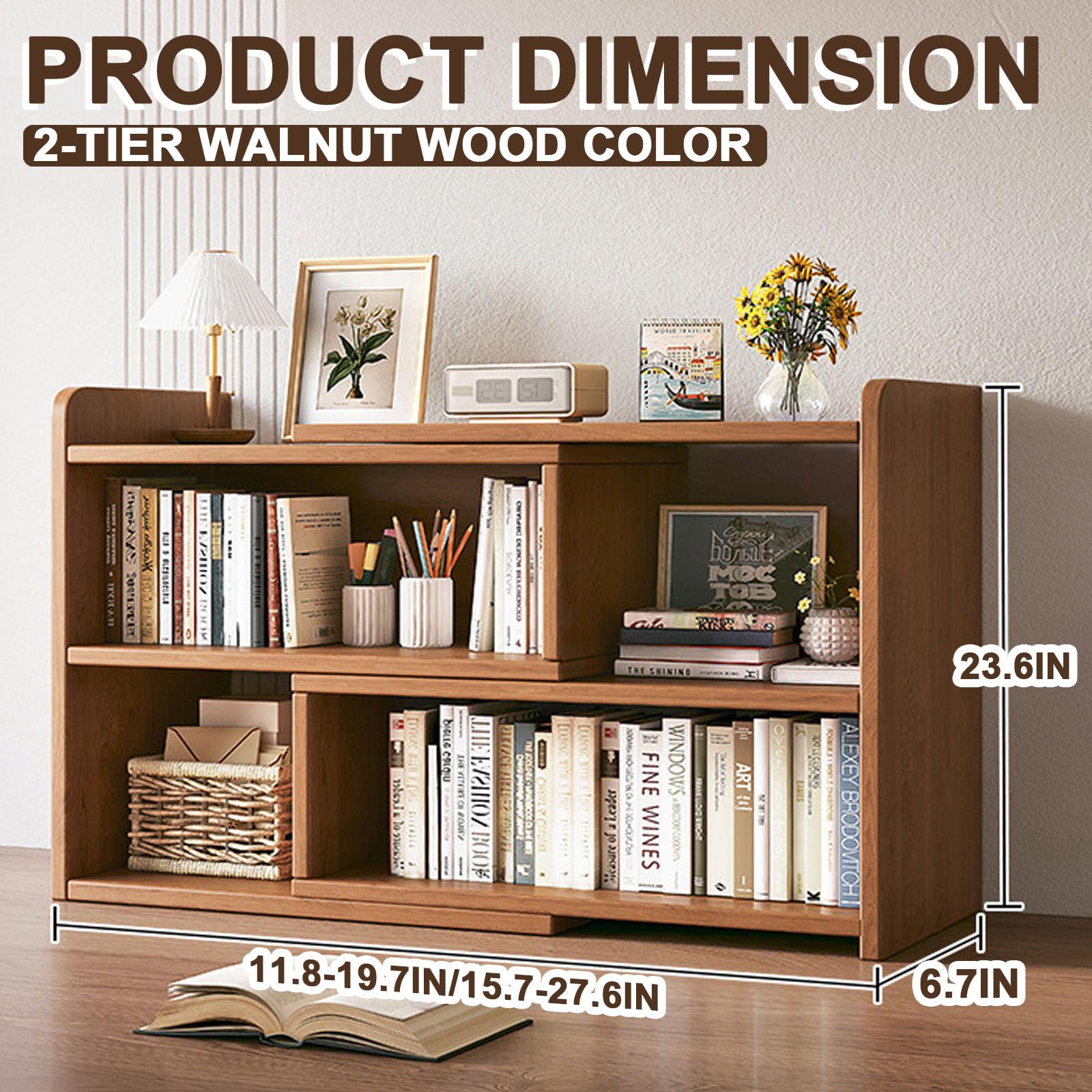 Estantería Extensible para Escritorio, Organizador de Escritorio, rotación de 90 Grados, Ideal para Esquinas, estantería de sobremesa, decoración de aparador pequeño para Oficina.