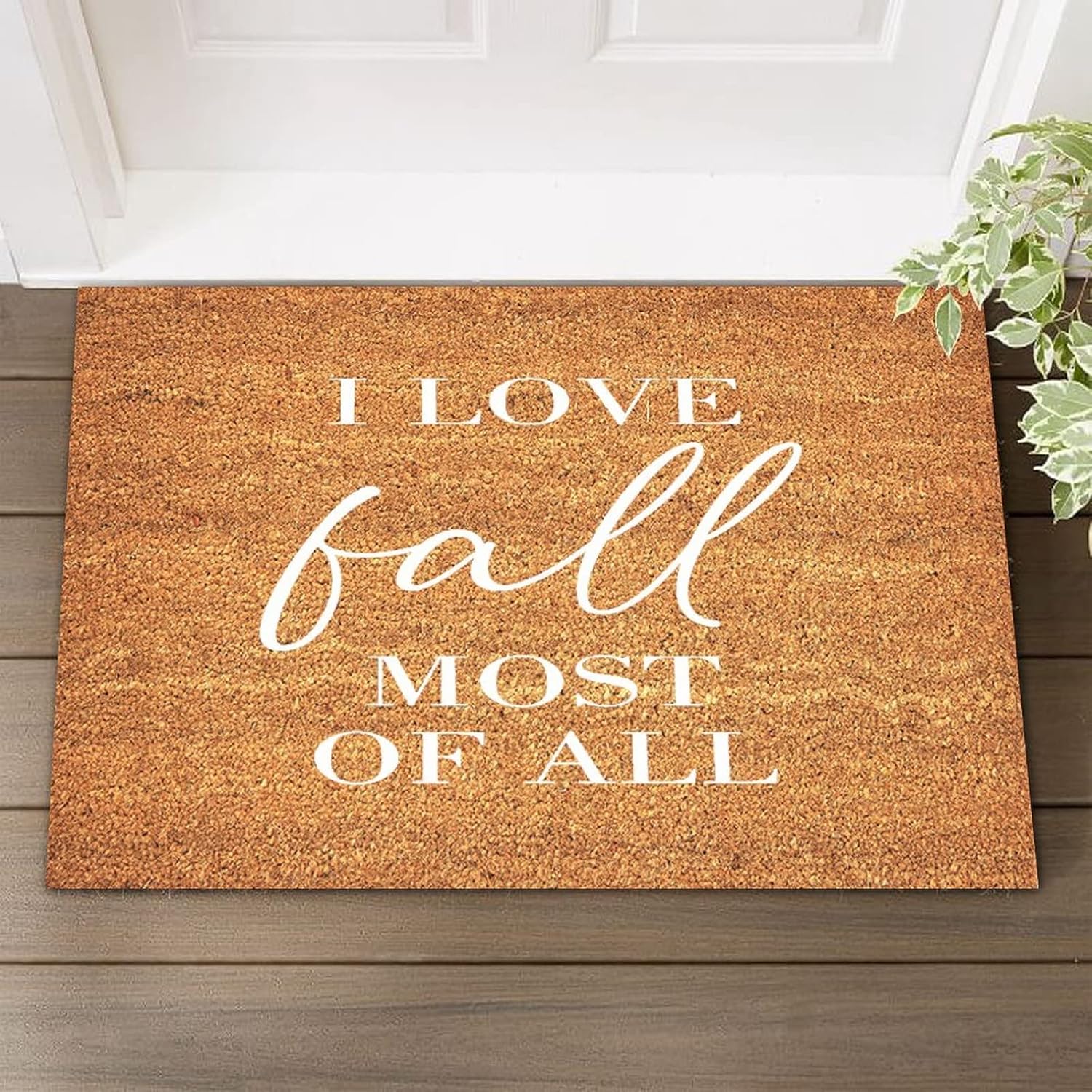 i Love Fall Most of All Coir Door Mat Rustic Non Slip Rubber Back