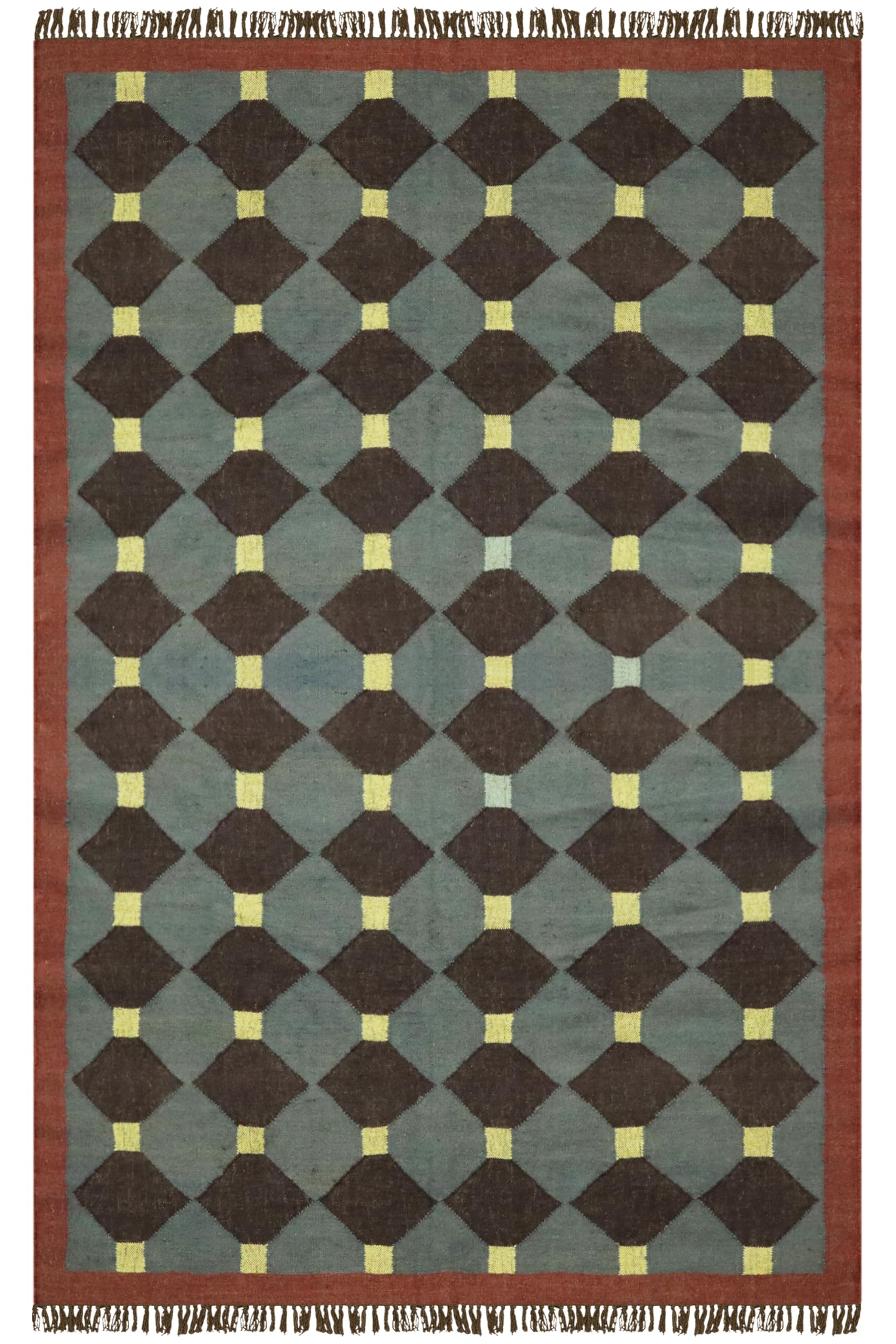 Tapis Kilim carré en laine de jute tissée main intérieur extérieur