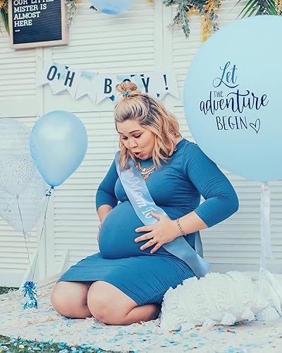 Miniatura 6 de Baby Bee Baby Shower Mommy Sash Embarazo Sash Recuerdo Baby Shower Flor Cinturón de vientre, Azul