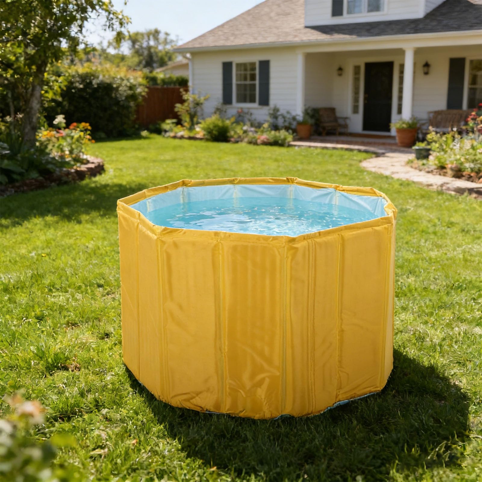 Tosuny Bañera Inflable para Adultos, Bañera de Hidromasaje Plegable Portátil Ligera de PVC para el Hogar (YELLOW)