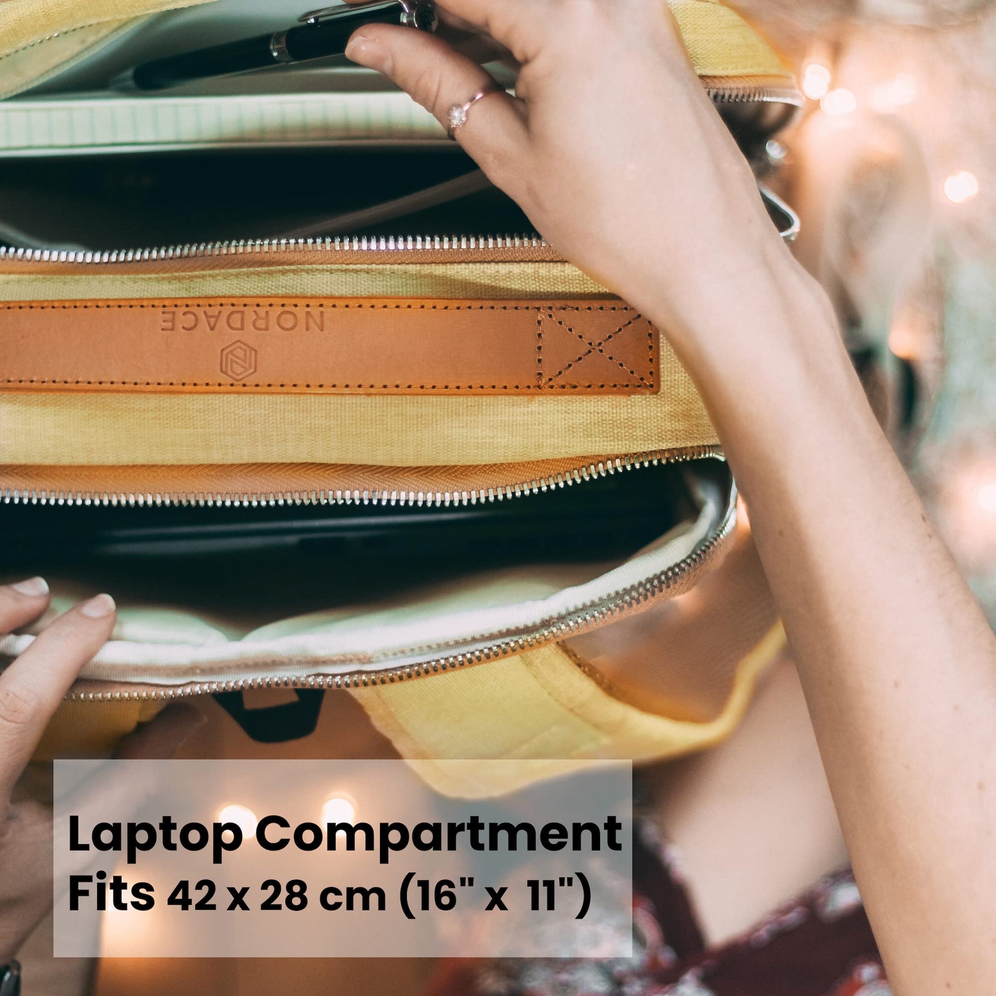 Nordace Siena plecak na laptopa 15,6", dla mężczyzn i kobiet, z portem ładowania USB, wodoodporny, na co dzień, w podróży lub do pracy, Khaki, 19L, Plecak podróżny