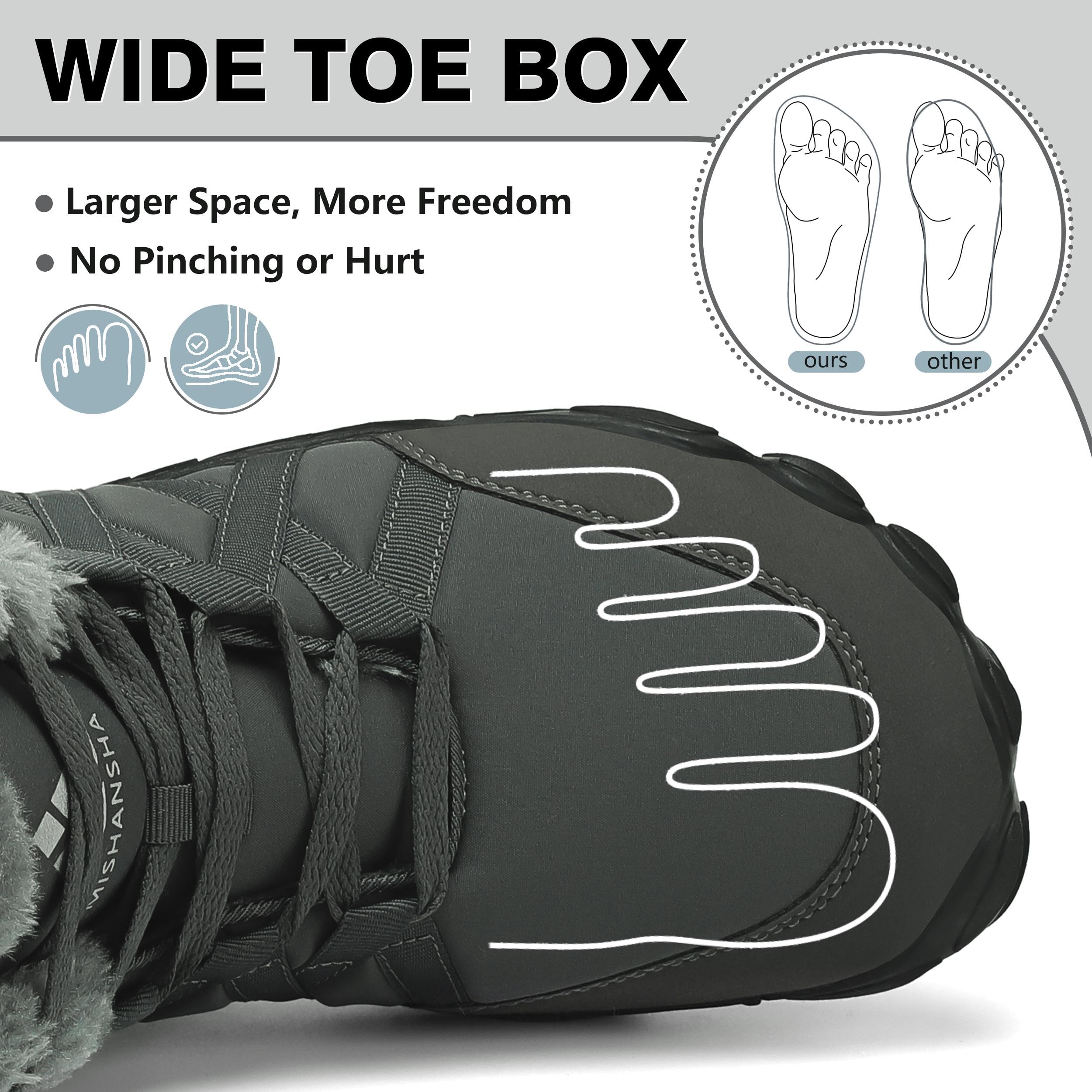 Mishansha Barefoot Scarpe Invernali stivaletti Uomo stivali Inverno Donna Caldi Comode Antiscivolo Gr.36-48EU