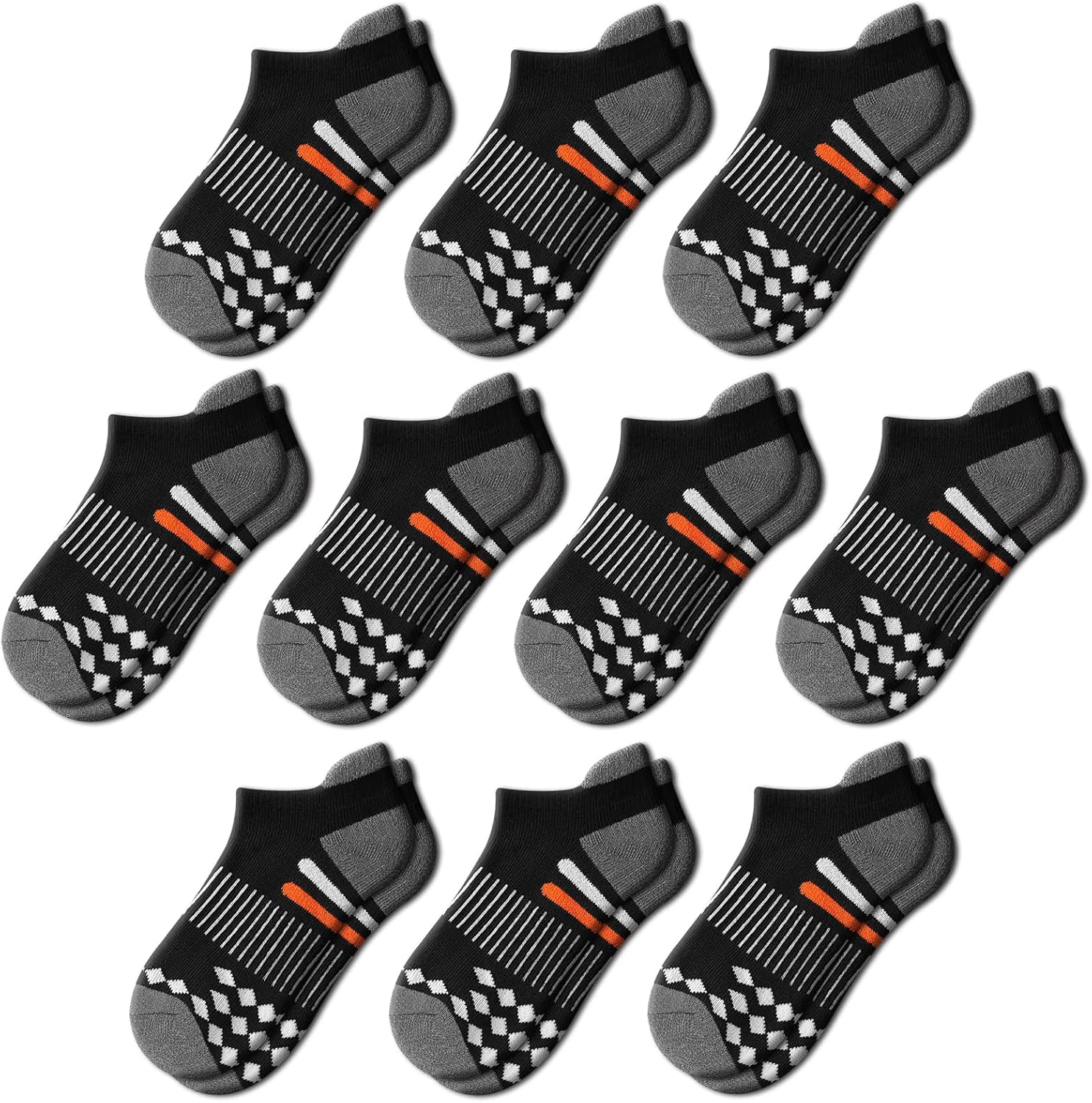 Comfoex 10 Pairs Boys Socks Ankle Athletic Socks For Big Little Kids Cotton Half Cushioned Socks