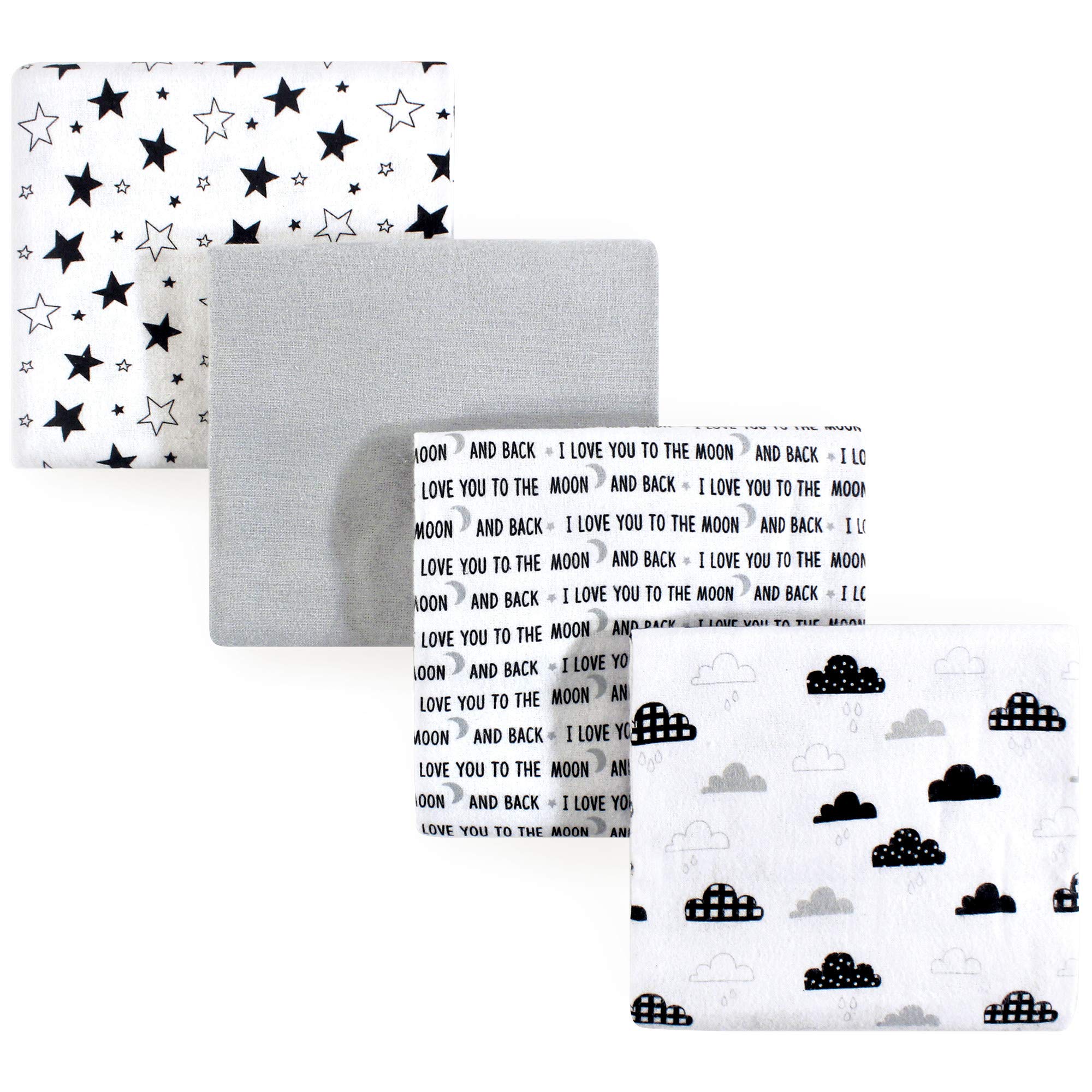 Hudson Baby Unisex Baby Cotton Flannel Receiving Blankets, Moon And Back, One Size