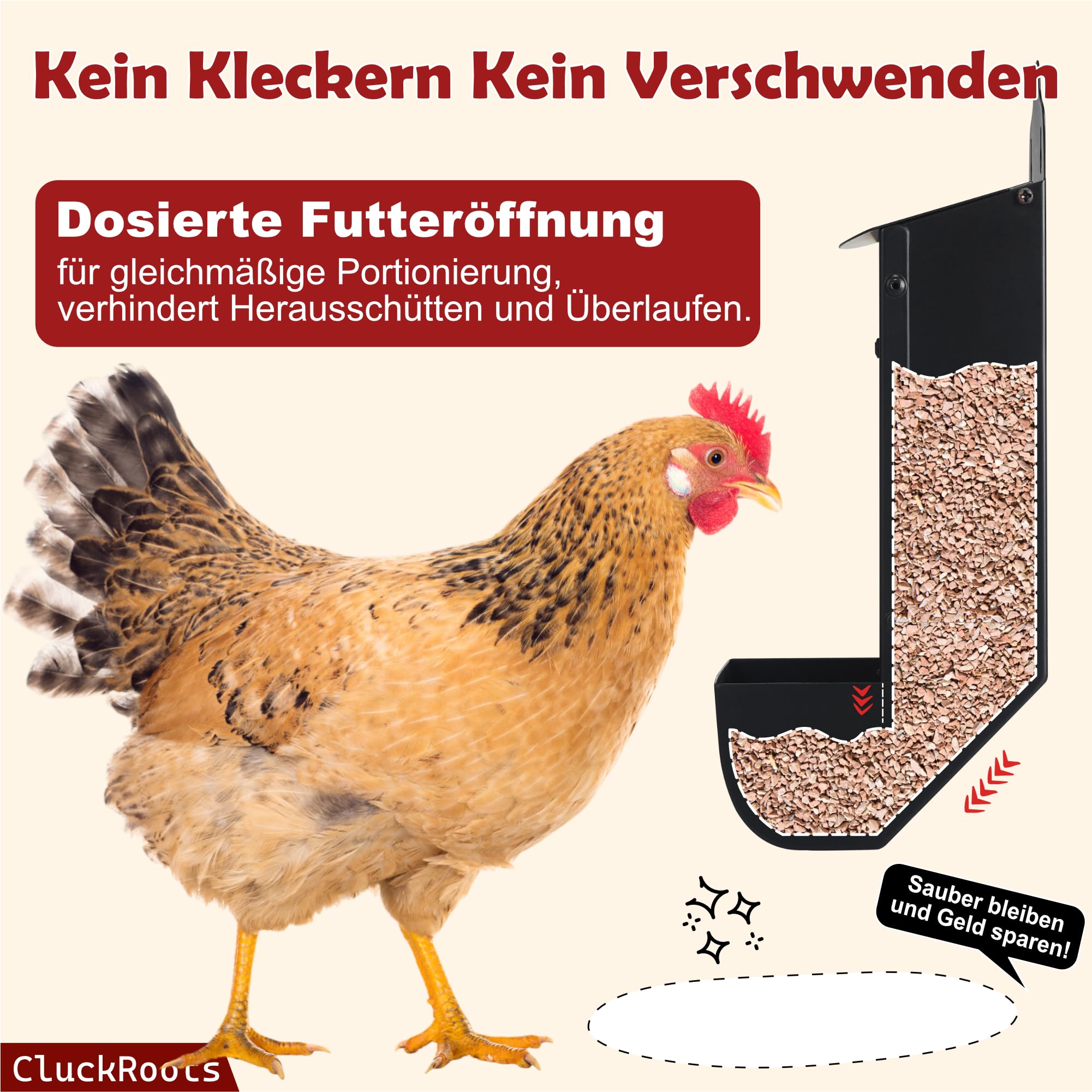 Hühnergrit- und Austernschalen-Futterautomat, Wetterfest Verschüttungssicher, Wandmontierter Spender mit Sichtfenster, Hühnerstall Zubehör Geschenk für Hühnerliebhaber
